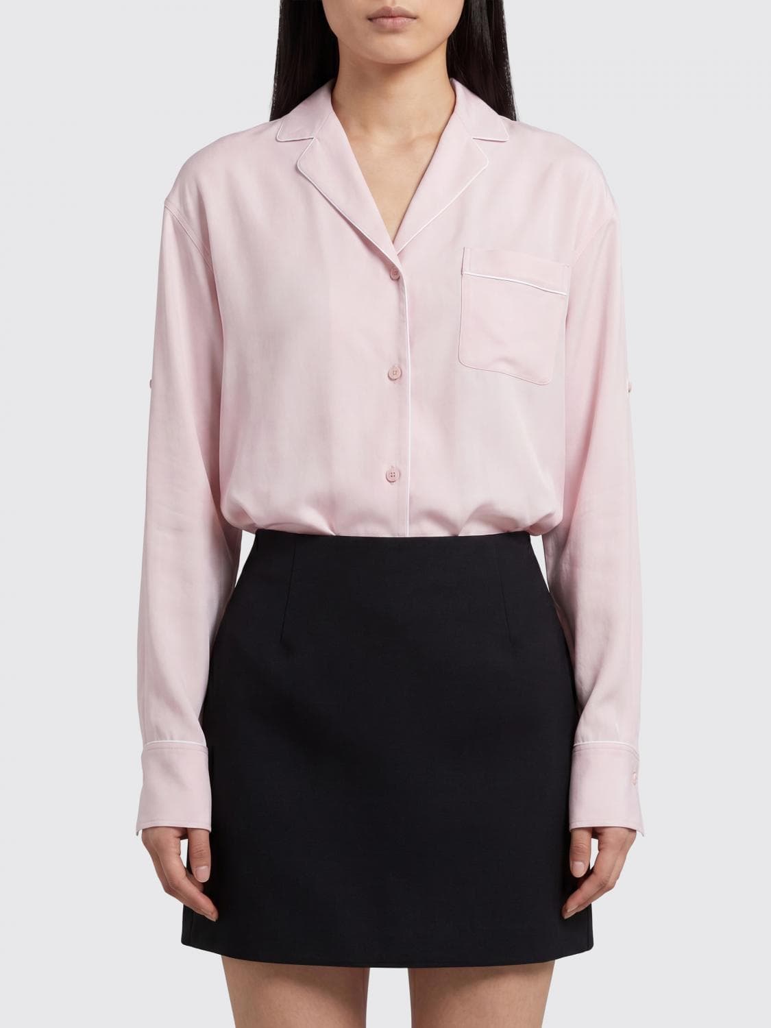 Sportmax Relaxed Fit Satin Shirt with Cuban Collar