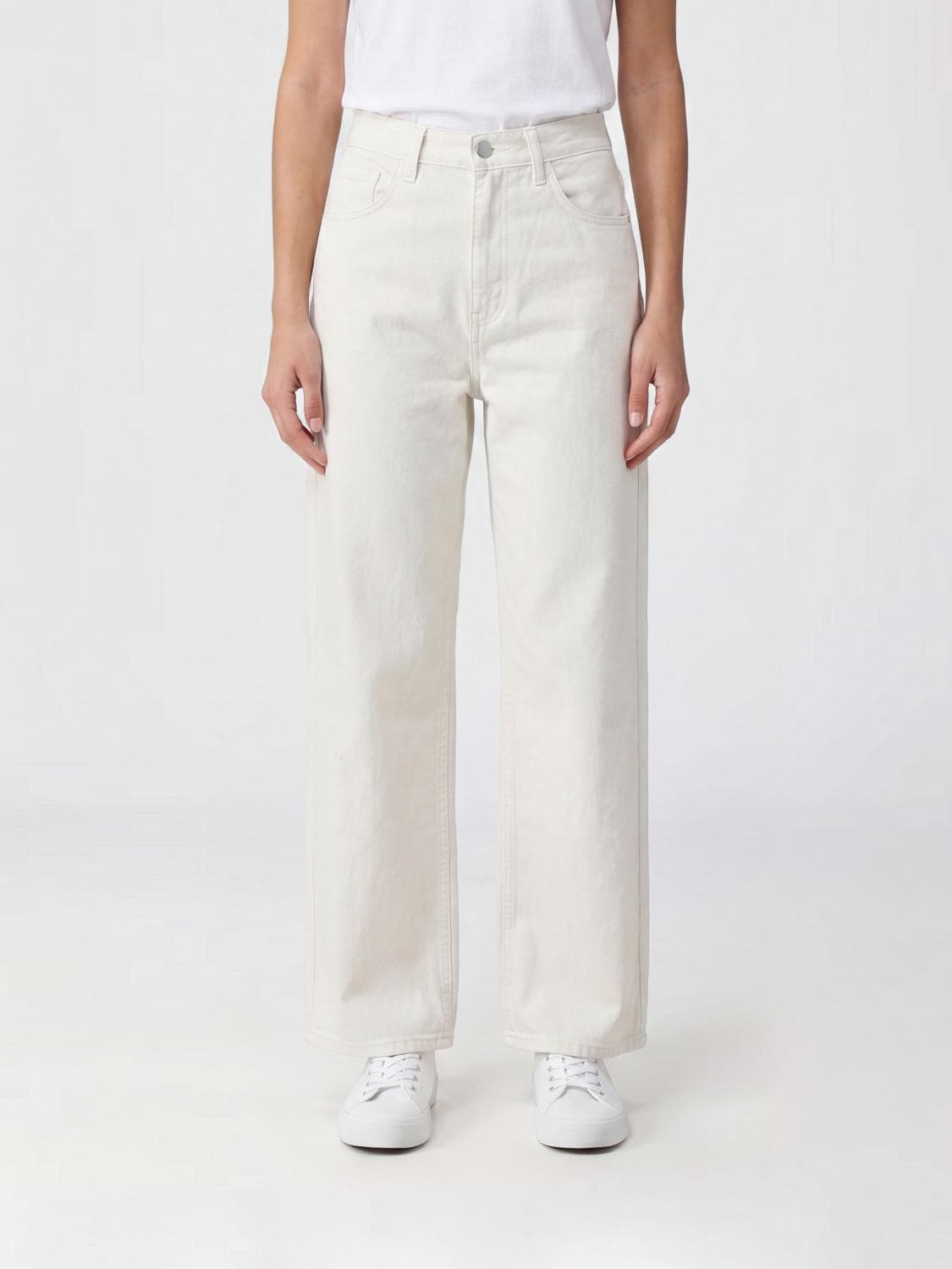 Carhartt Wip Jane High-Waisted Wide-Leg Jeans in White Cotton Denim