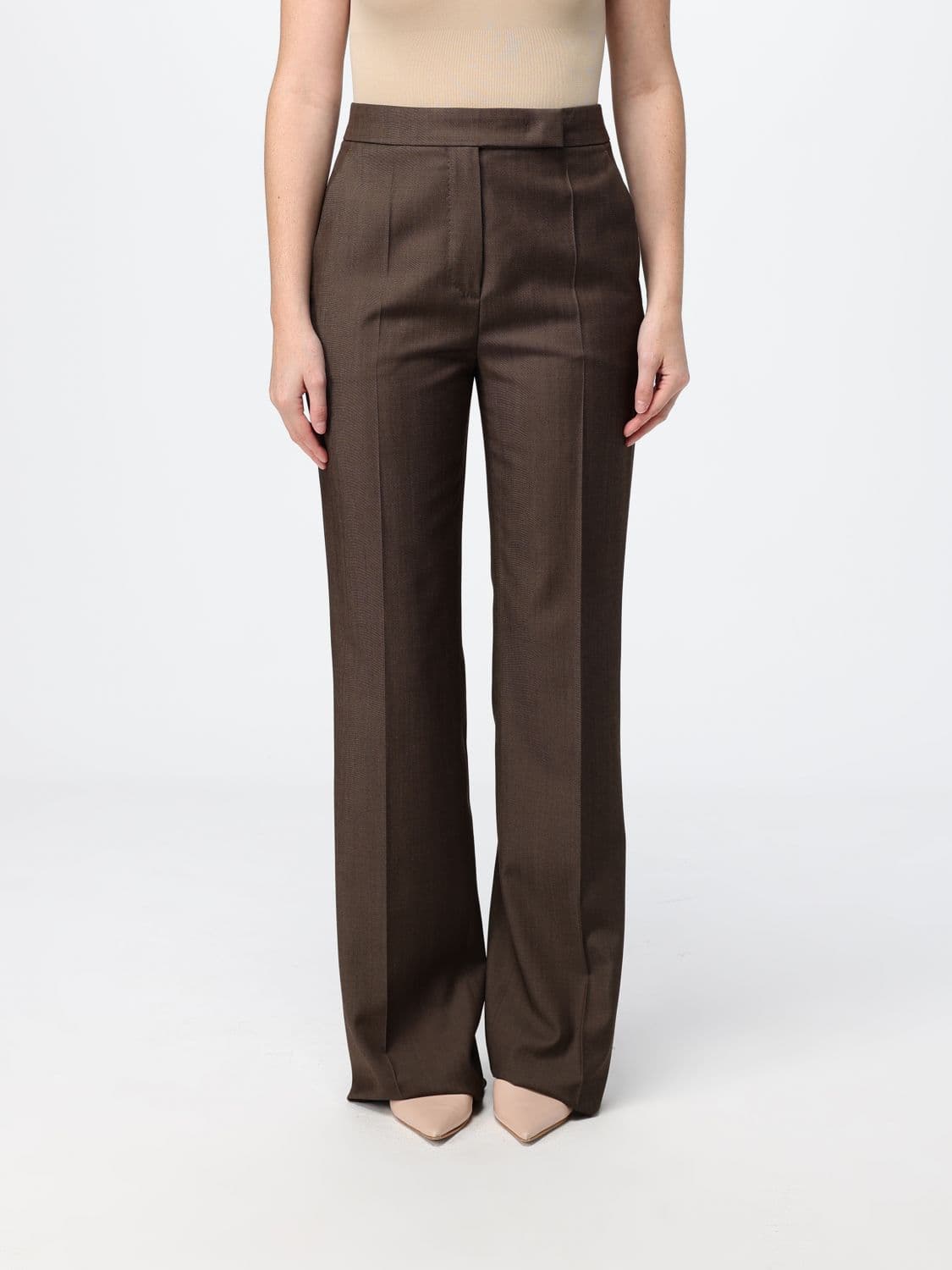 Max Mara Mid-Rise Straight-Leg Tailored Linen-Blend Trousers