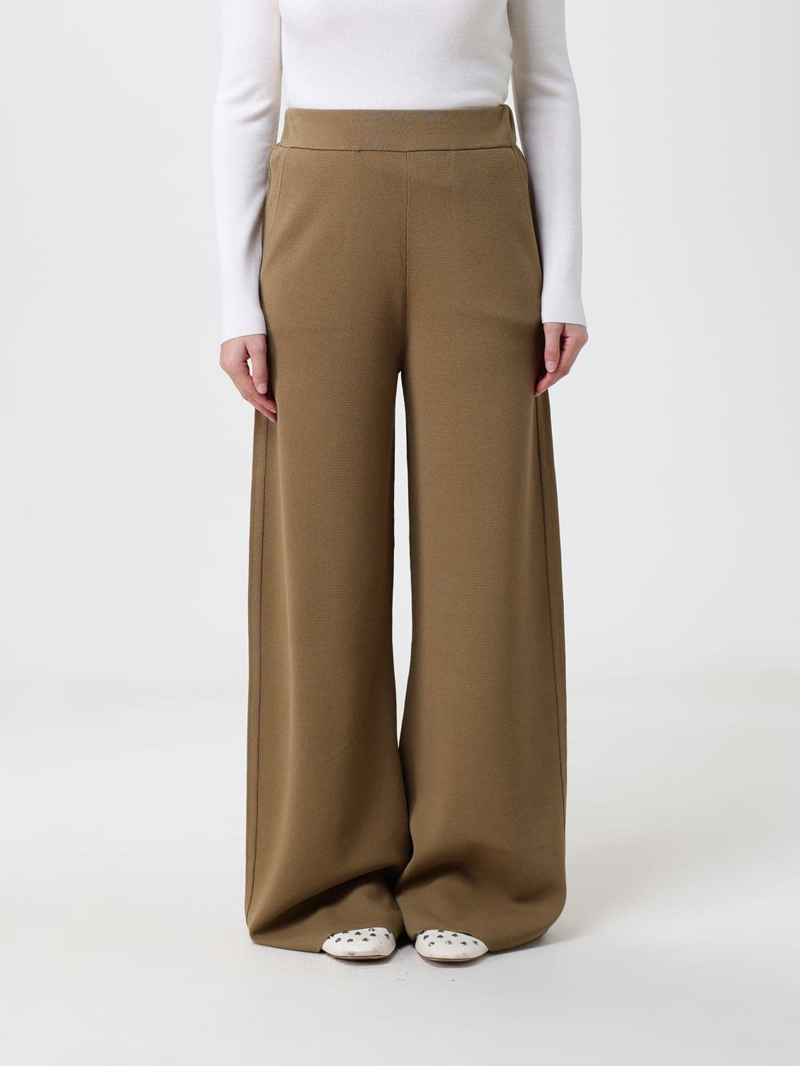 Max Mara High-Waisted Wide Leg Knit Wool Trousers