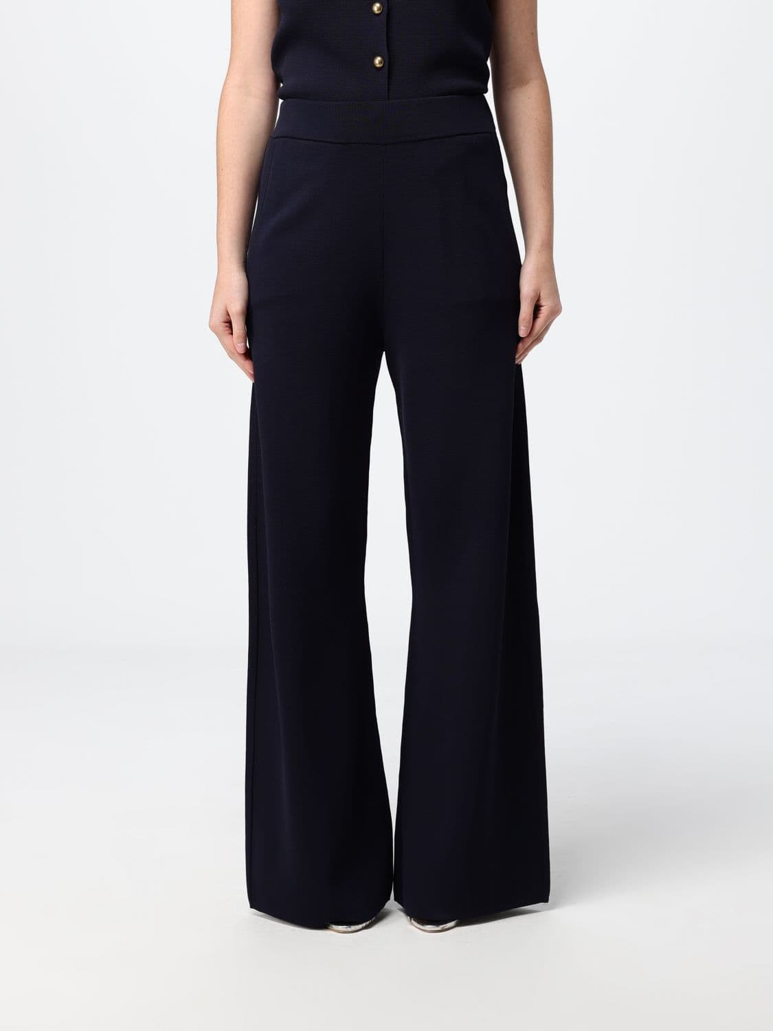 Max Mara High-Waisted Wide Leg Knit Wool Trousers