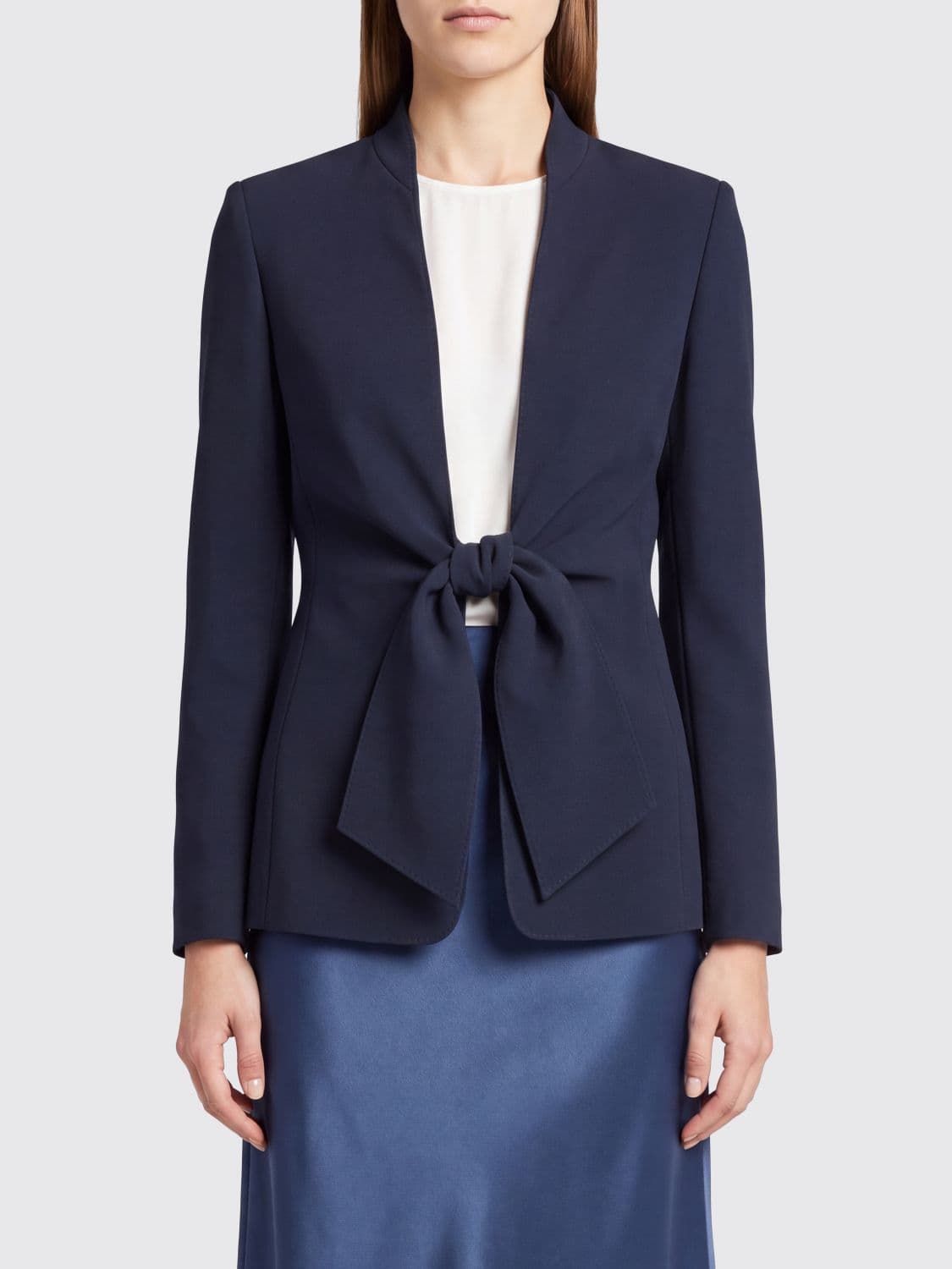 Max Mara Slim Fit Short Cady Blazer with Tie Fastening