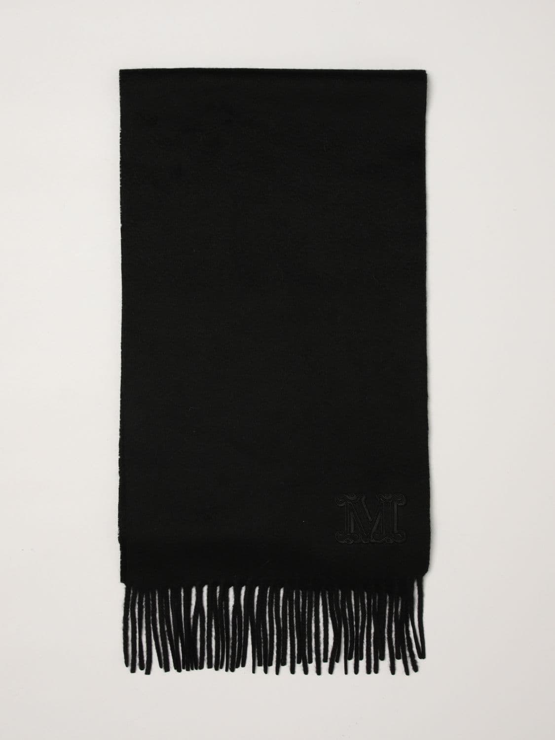Max Mara Dalia Monogram Pure Cashmere Scarf with Fringed Edges
