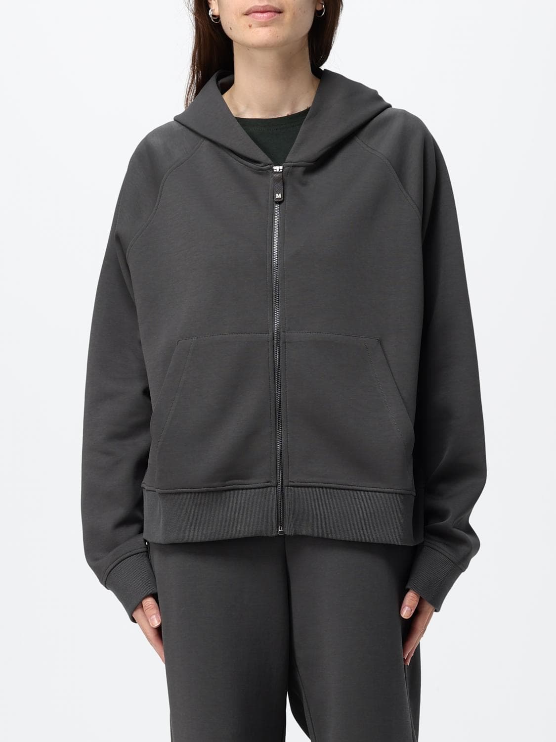 's Max Mara Hooded Cotton Zip-Up Sweatshirt with Kangaroo Pocket