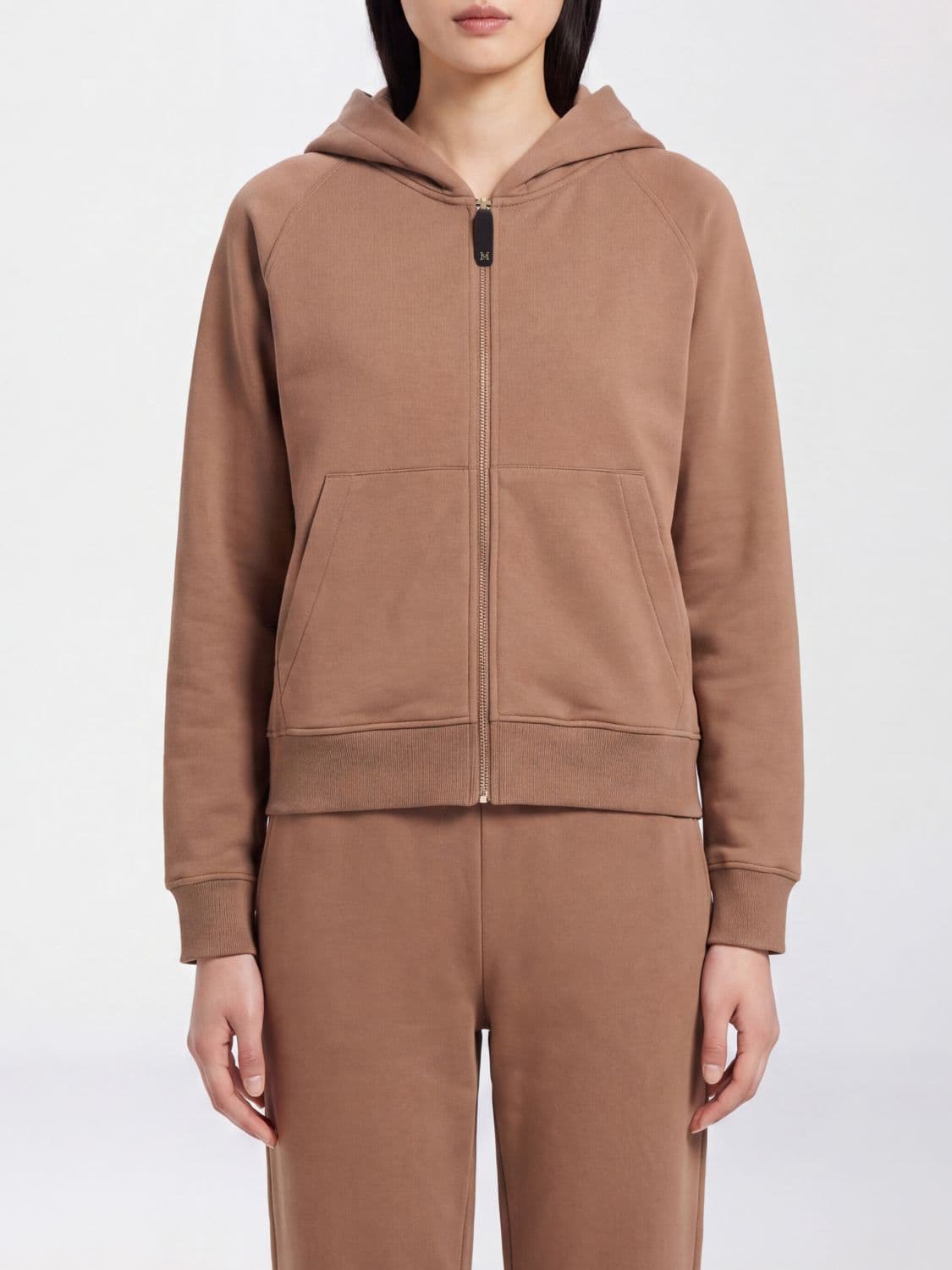 's Max Mara Hooded Cotton Zip-Up Sweatshirt with Kangaroo Pocket