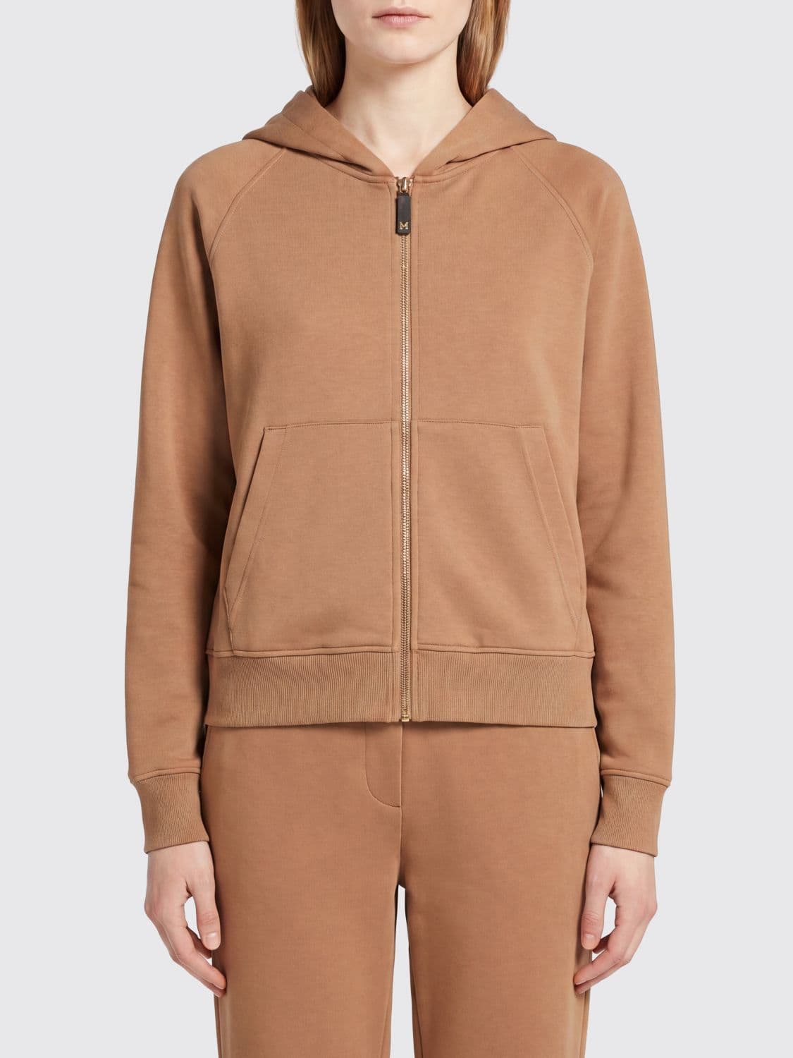 's Max Mara Hooded Cotton Zip-Up Sweatshirt with Kangaroo Pocket