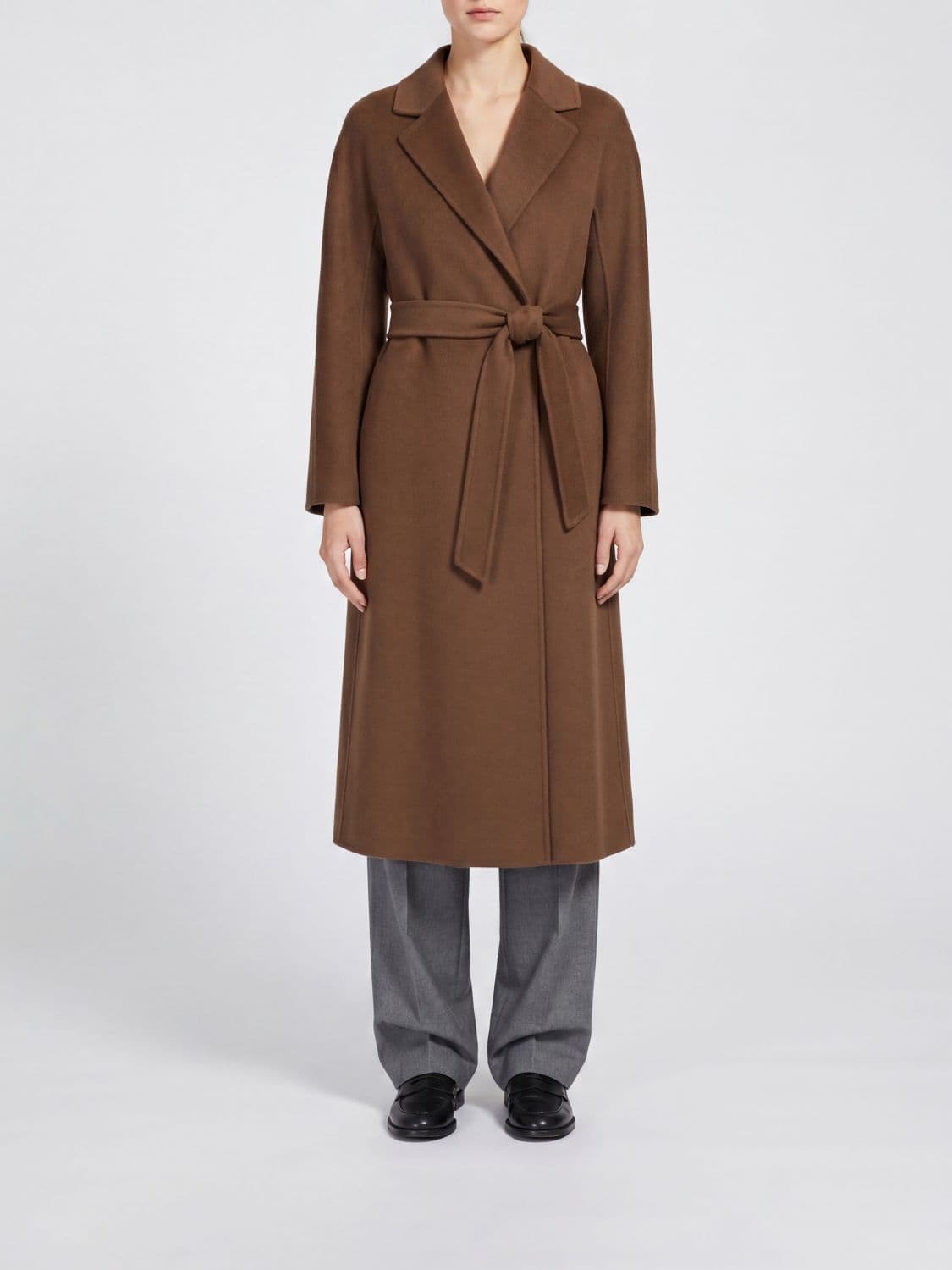 's Max Mara Long Robe Coat in Pure Virgin Wool with Matching Belt