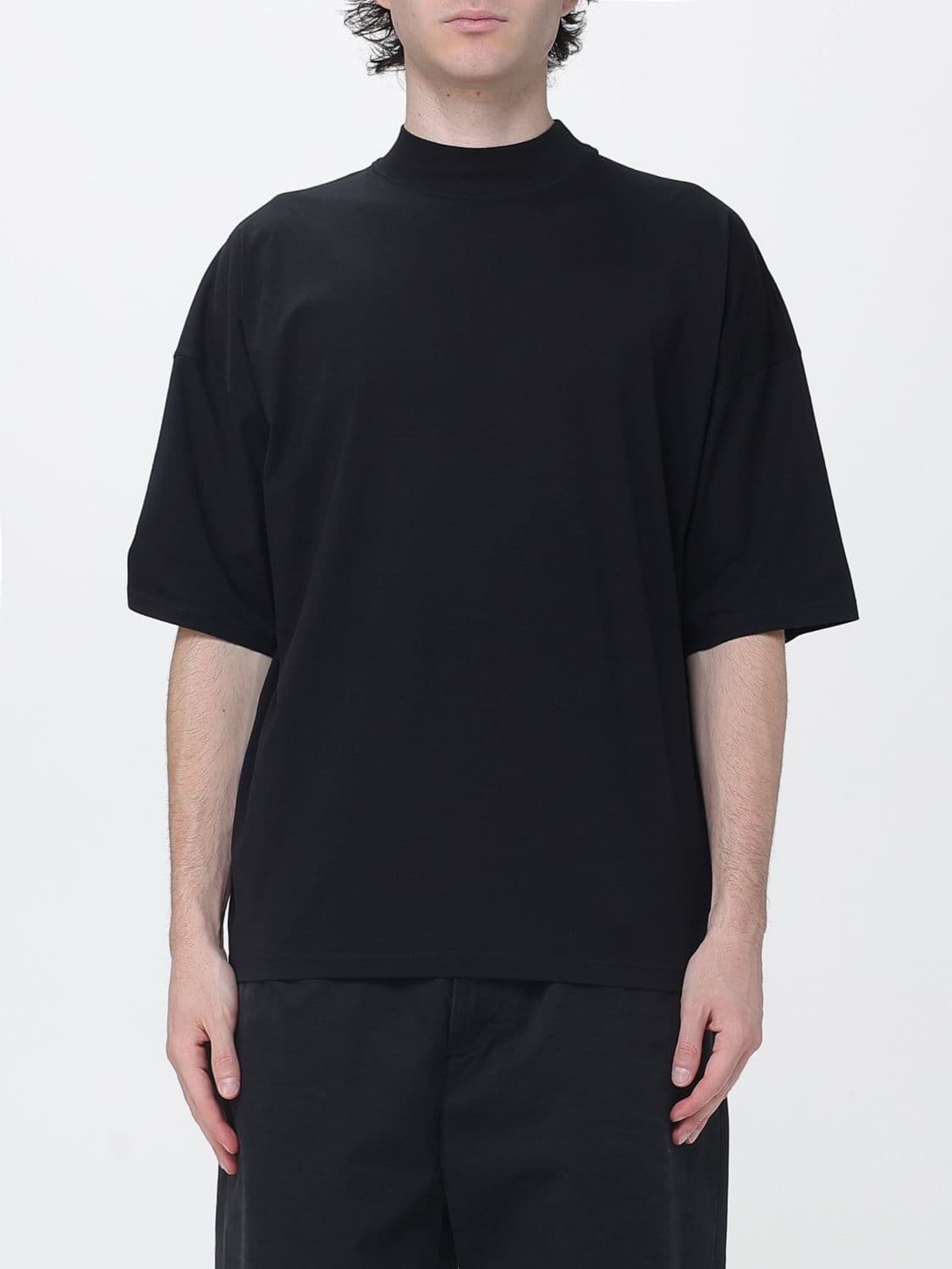 Jil Sander Cotton T-Shirt with Mock Neck and Dropped Shoulders