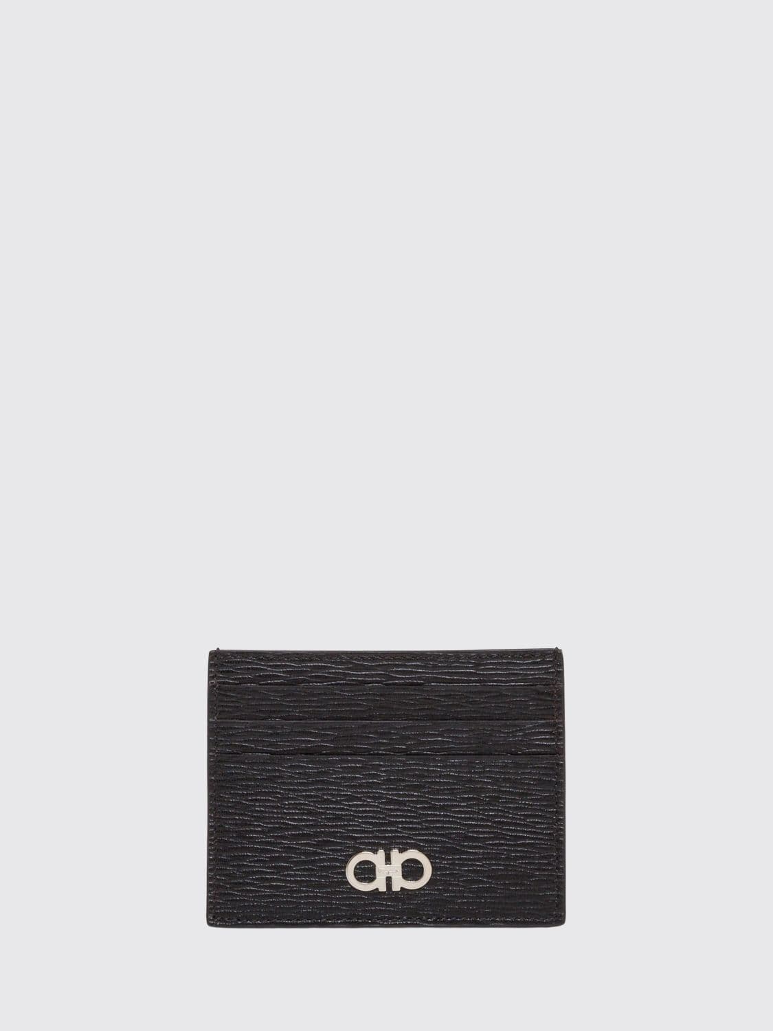 Ferragamo Gancini Flat Embossed Calfskin Leather Card Holder