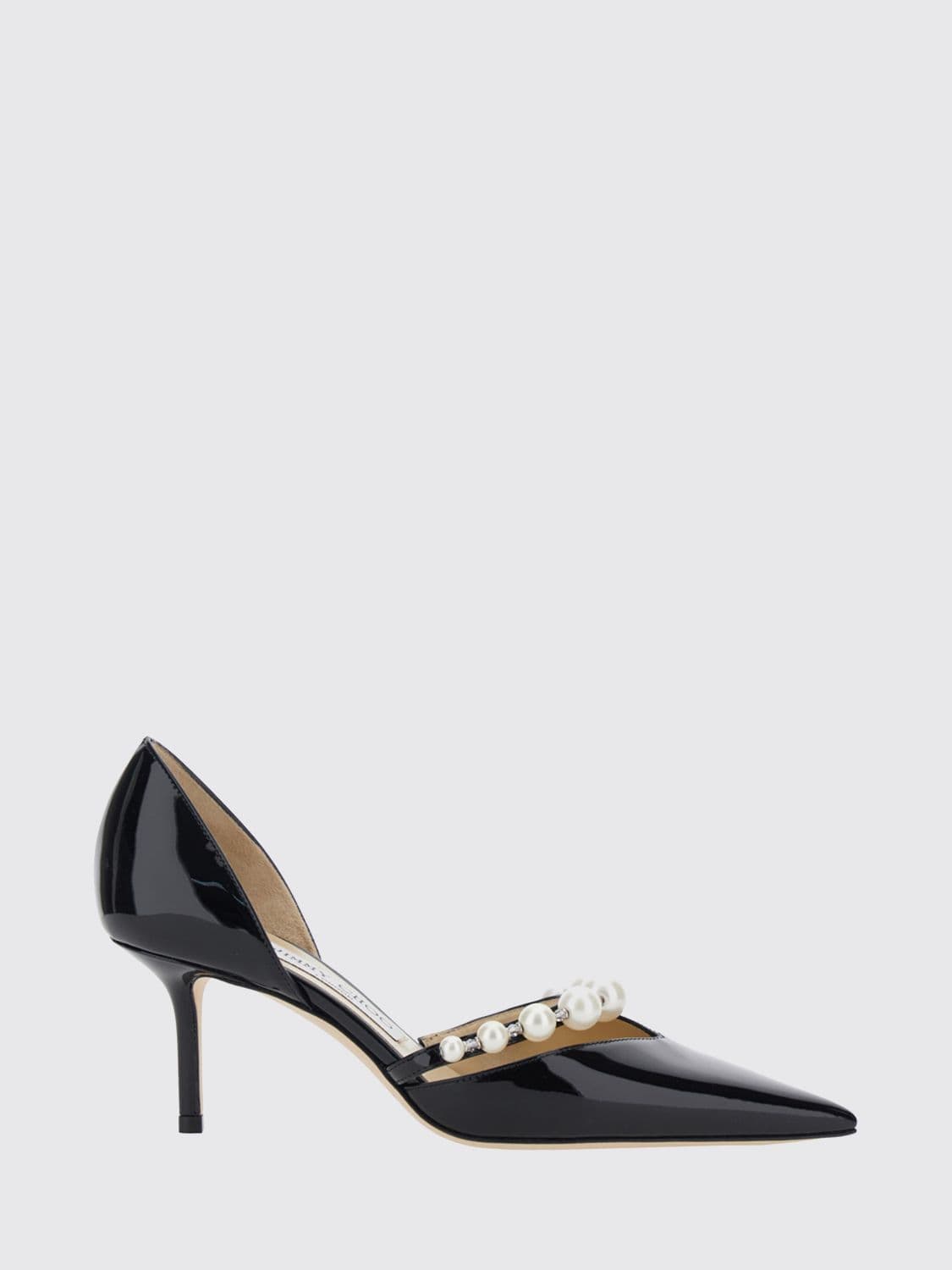 Jimmy Choo Aurelie Patent Leather Pumps with Pearls and Stiletto Heel