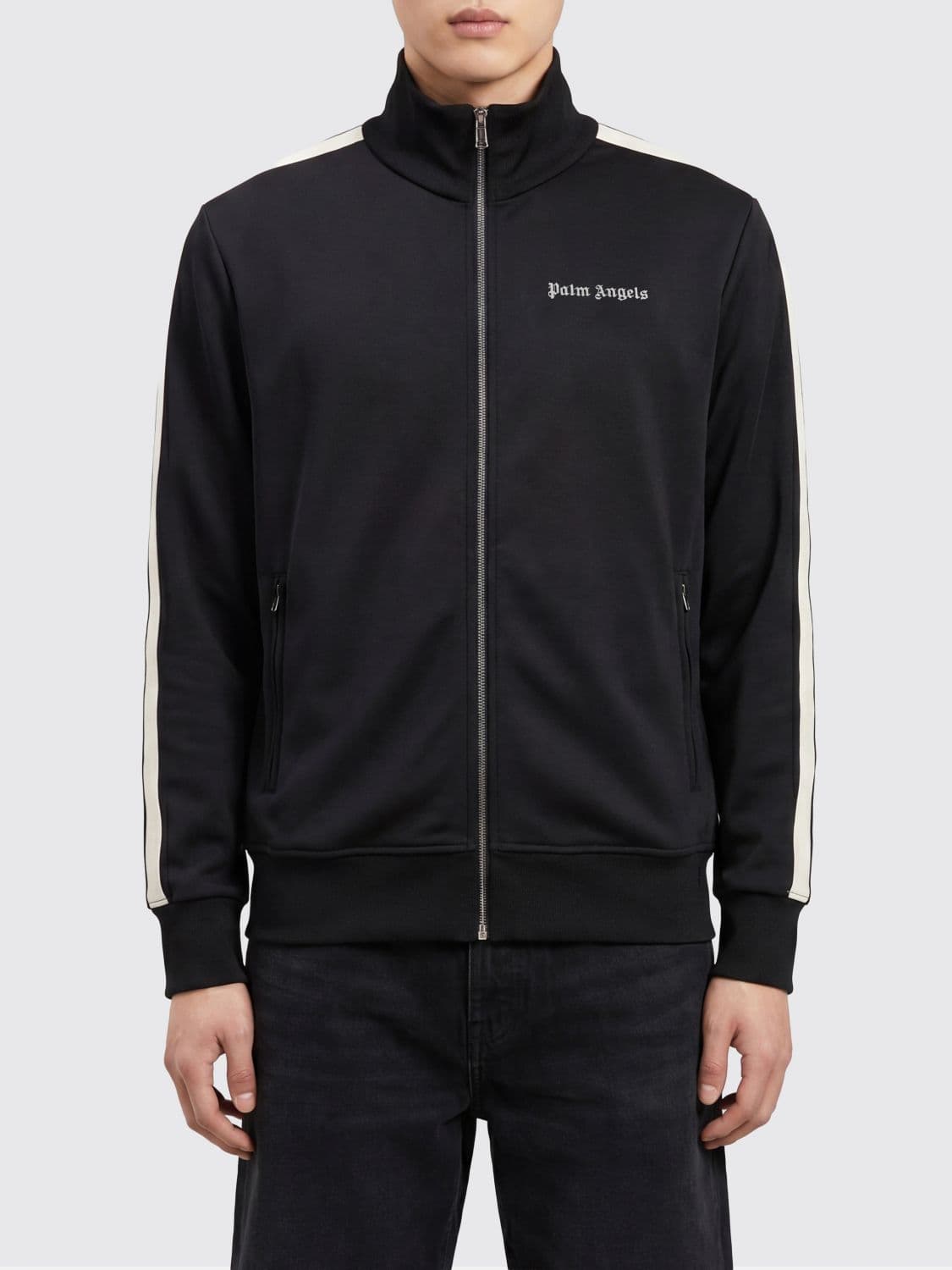 Palm Angels High Neck Technical Fabric Track Jacket with Logo