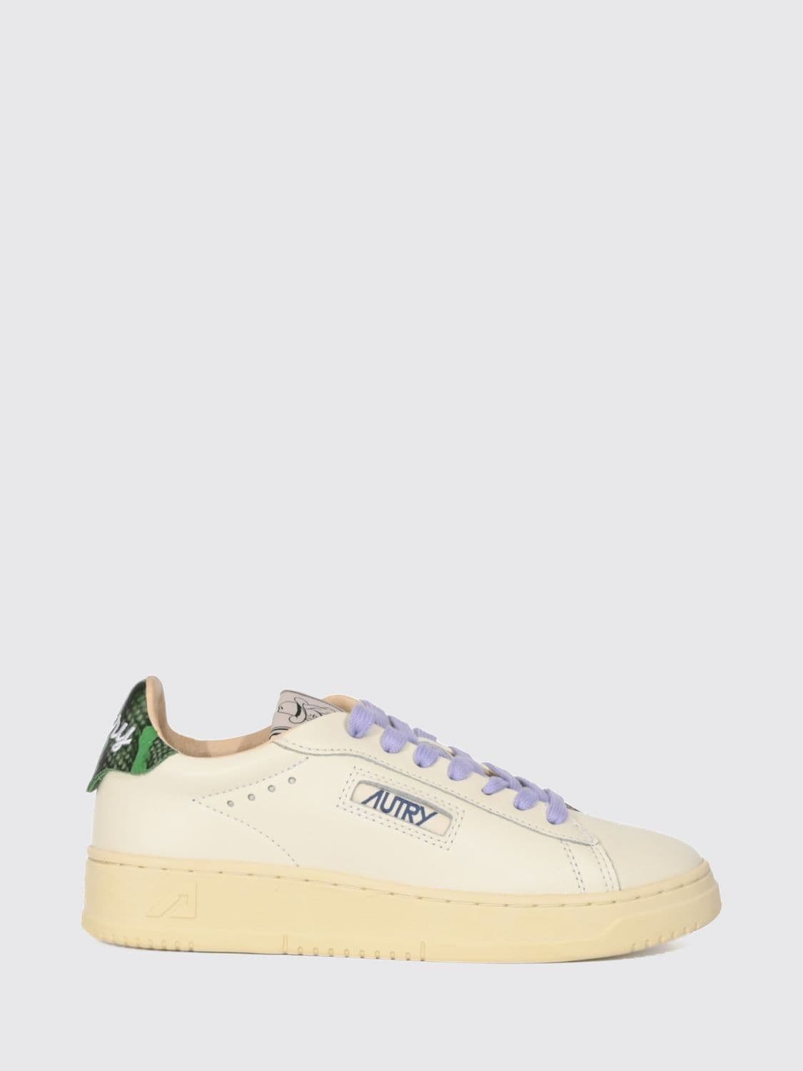 Autry Dallas Low Calfskin Trainers with Python-Effect Inserts