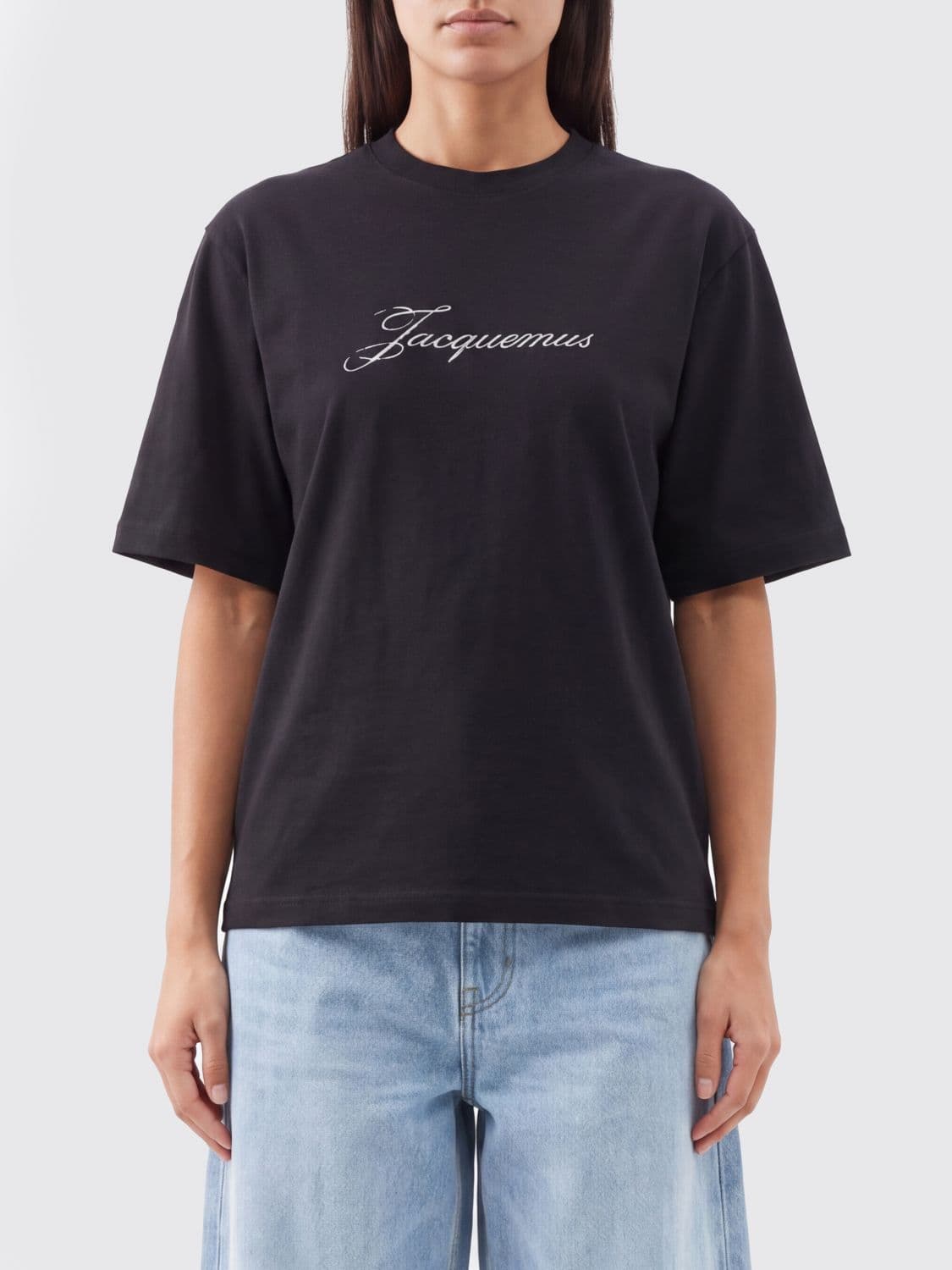 Jacquemus Cotton T-shirt with Contrasting Logo and Dropped Shoulders