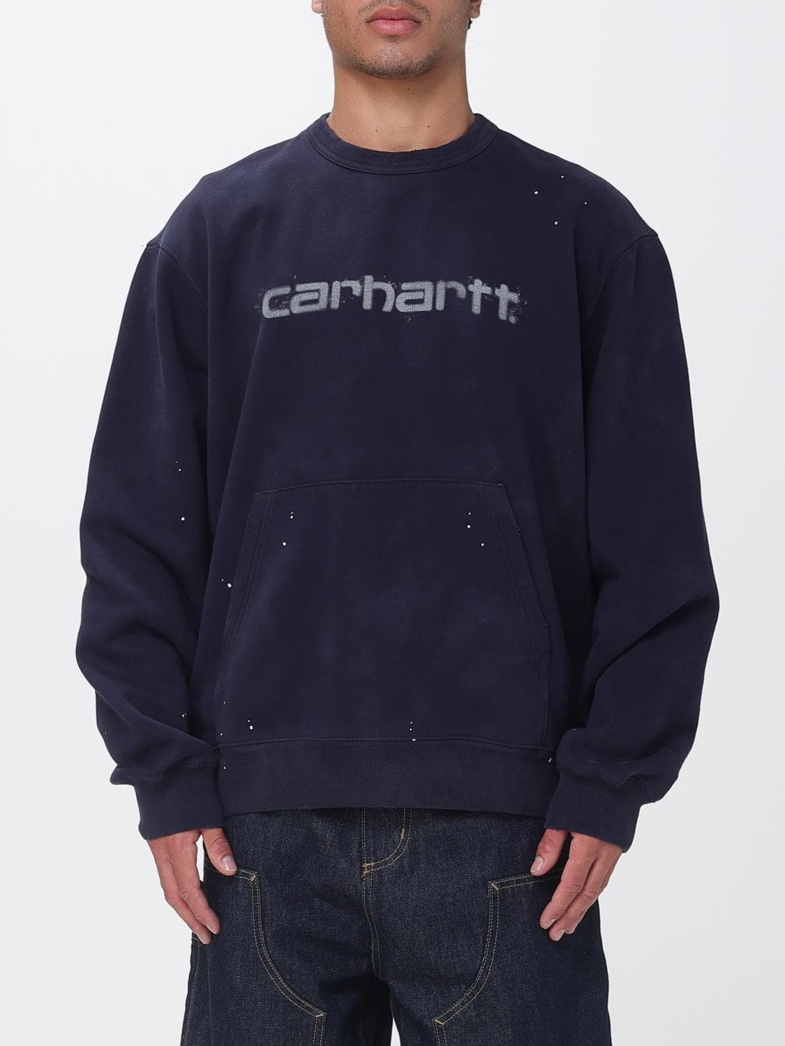 Carhartt Wip Relaxed Fit Cotton Crewneck Jumper with Contrasting Lettering Logo