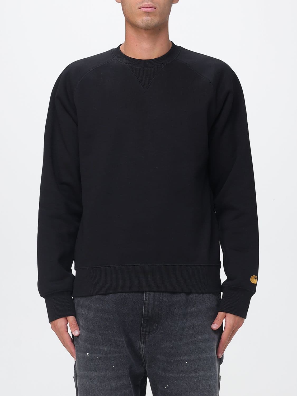 Carhartt Wip Relaxed Fit Solid Colour Cotton Crewneck Jumper with Dropped Shoulders