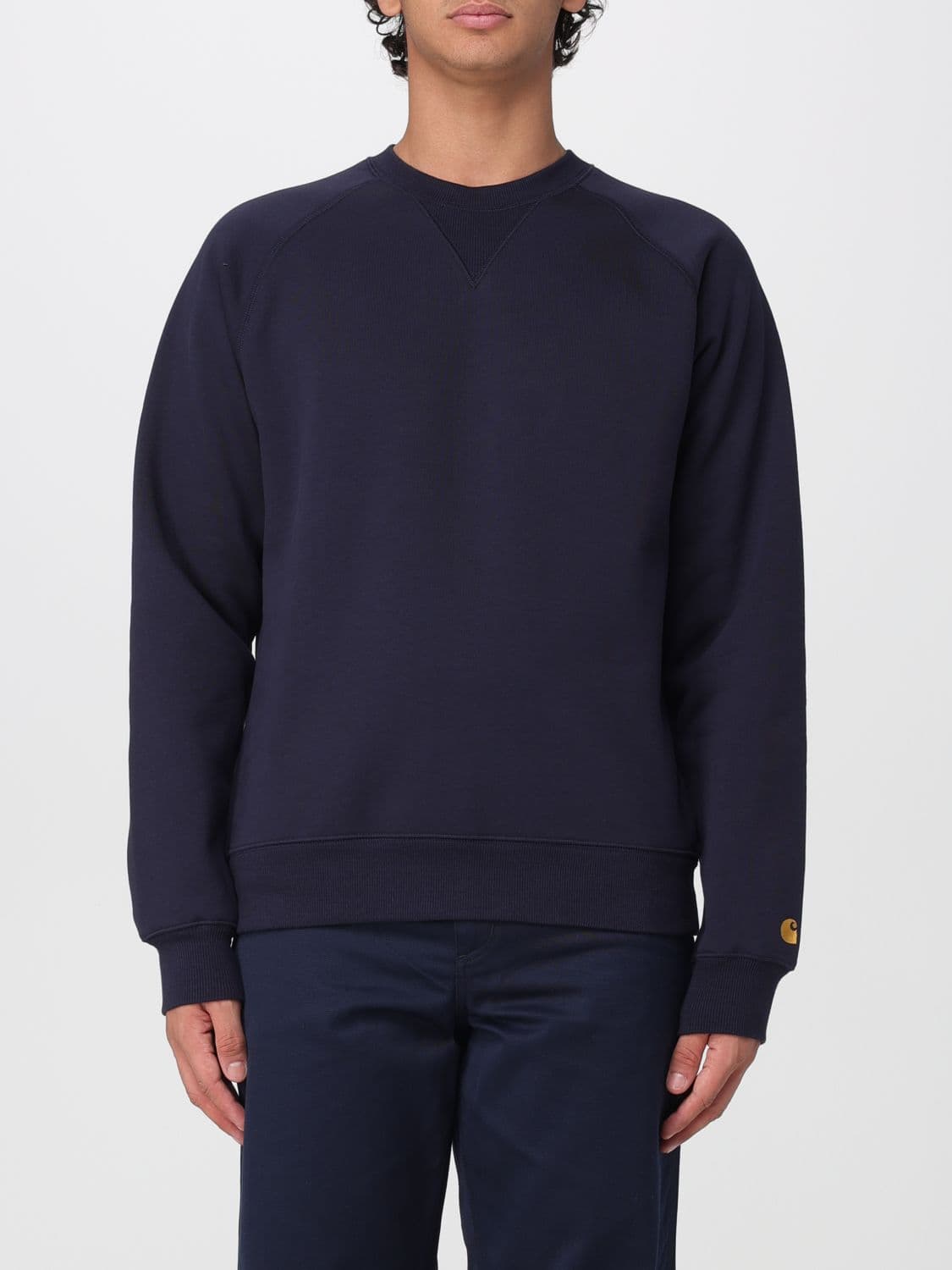 Carhartt Wip Relaxed Fit Solid Colour Cotton Crewneck Jumper with Dropped Shoulders