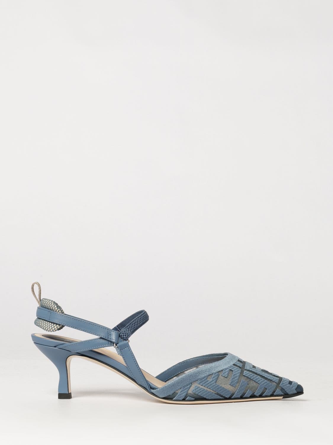 Fendi Colibrì Lite Slingback Pumps in FF Monogram Mesh with Mid Heel