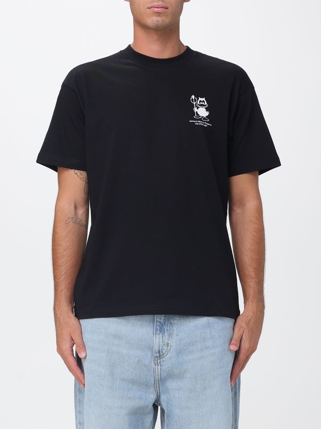 Carhartt Wip Cotton T-Shirt with Graphic Print and Dropped Shoulders