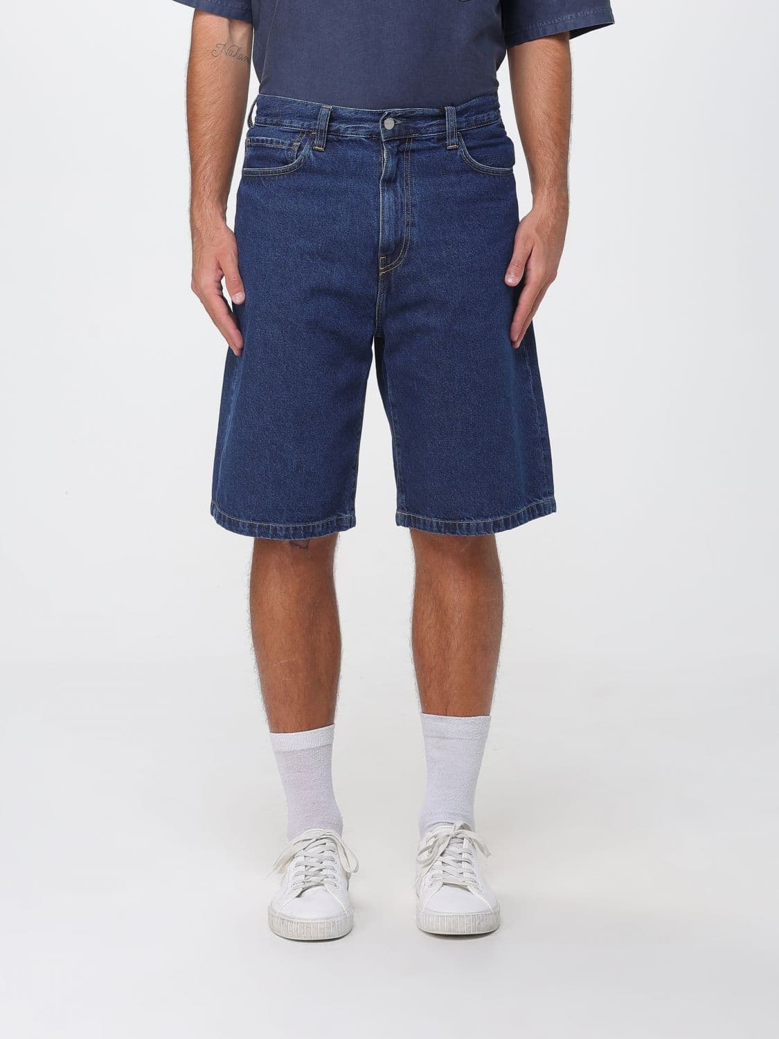 Carhartt Wip Knee-Length Sports Shorts in Cotton Denim with Regular Fit