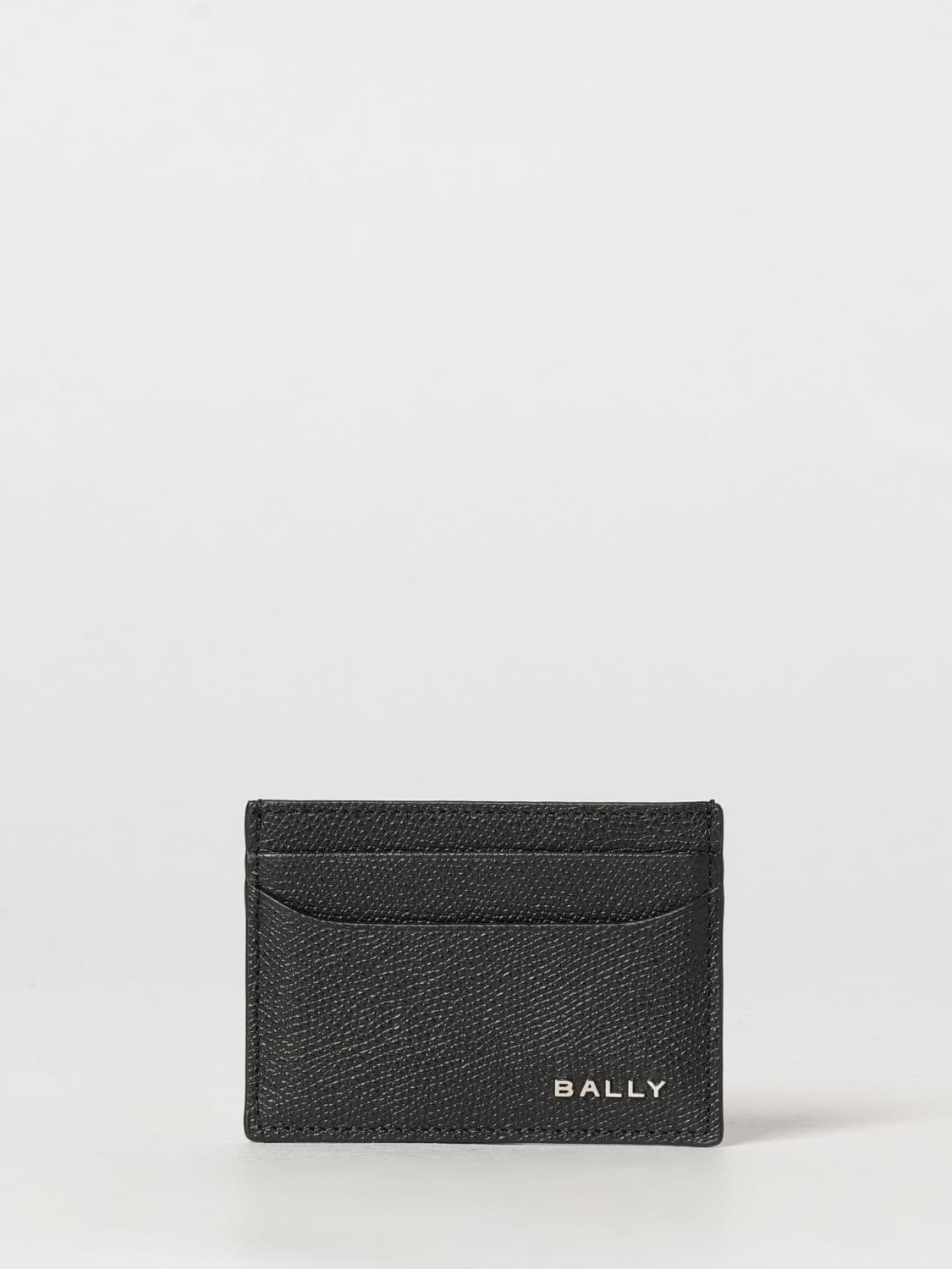 Bally Grained Leather Card Holder with Metal Logo and Five Slots