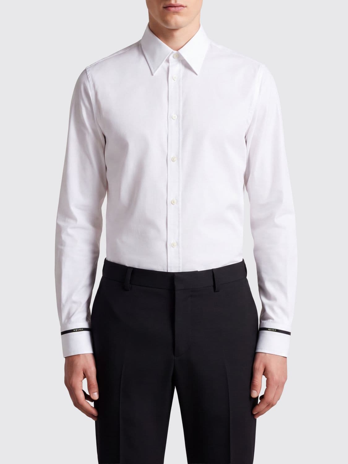 Mcqueen Cotton Shirt with Contrasting Trims and Classic Collar