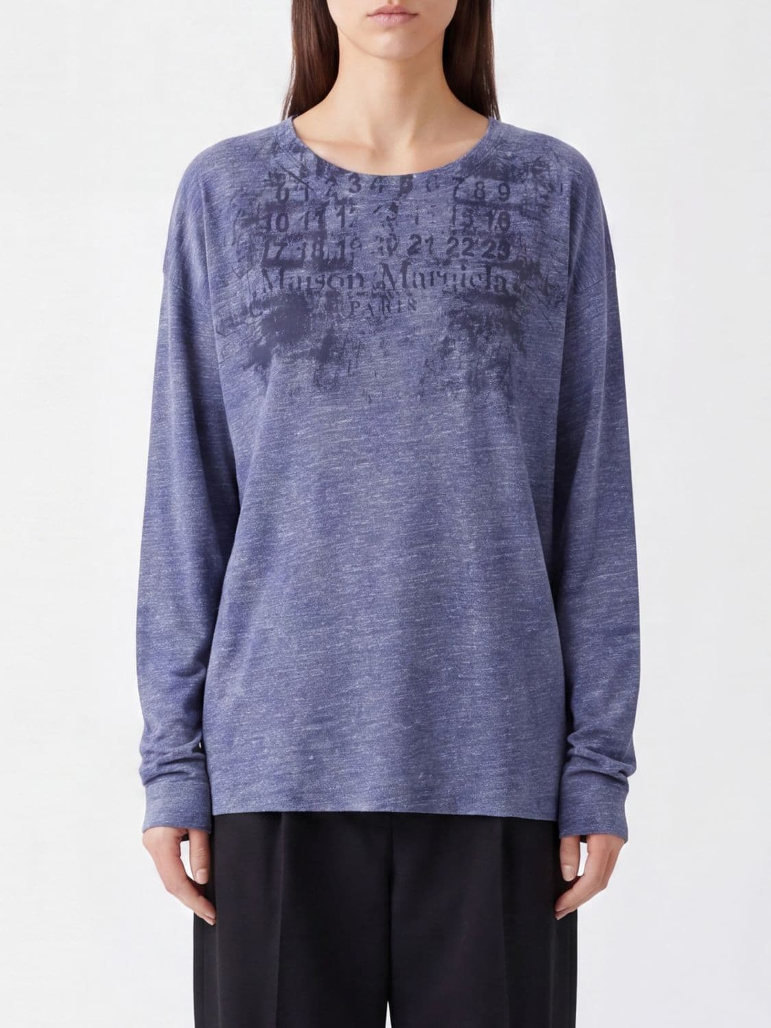 Maison Margiela Long-Sleeved Cotton T-Shirt with Abstract Print and Logo