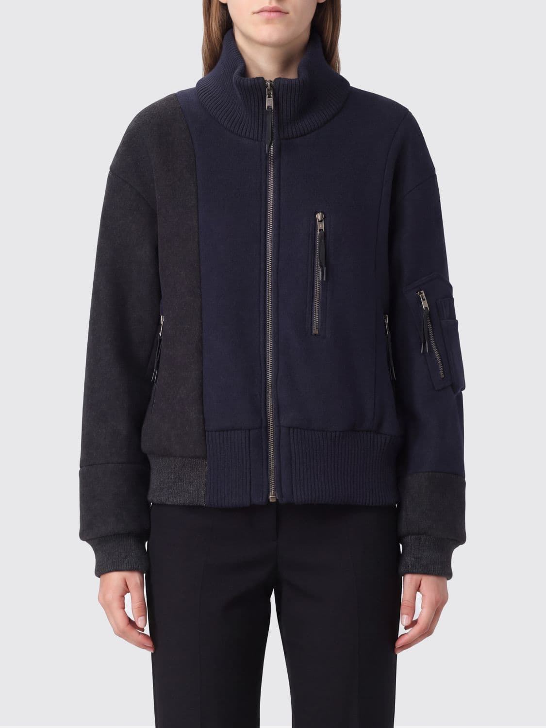 Maison Margiela Virgin Wool Bomber Jacket with Turtleneck and Metal Zip