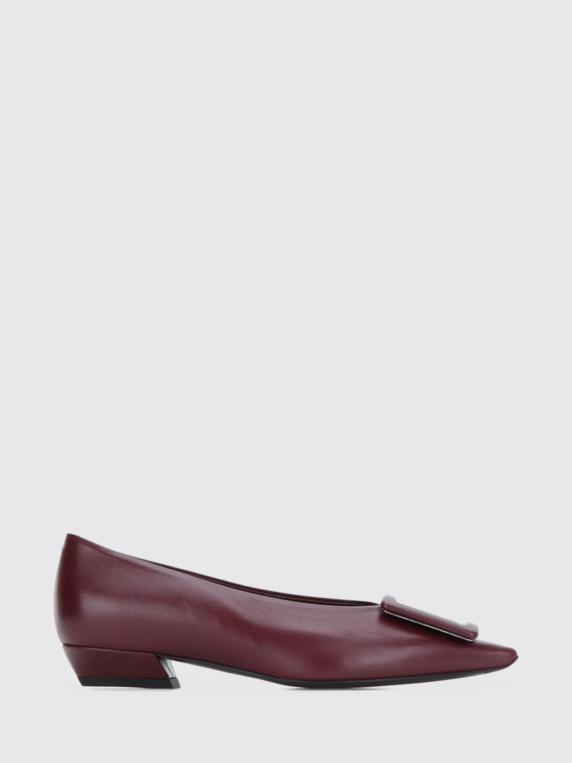 Roger Vivier Gommettine Bovine Leather Ballet Flats with Logo Buckle