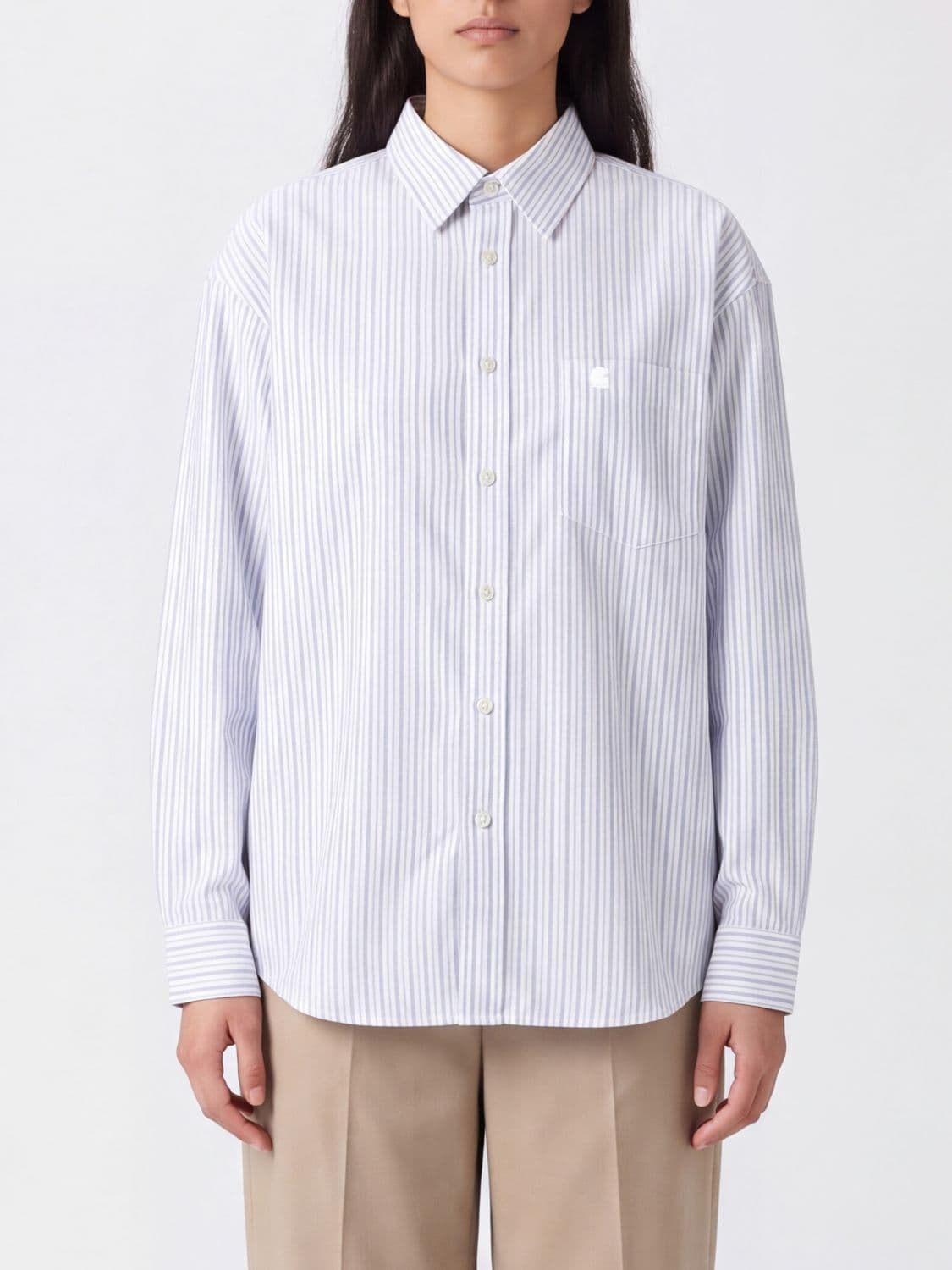 Carhartt Wip W' Keene Striped Relaxed Fit Shirt in Cotton with Patch Pocket