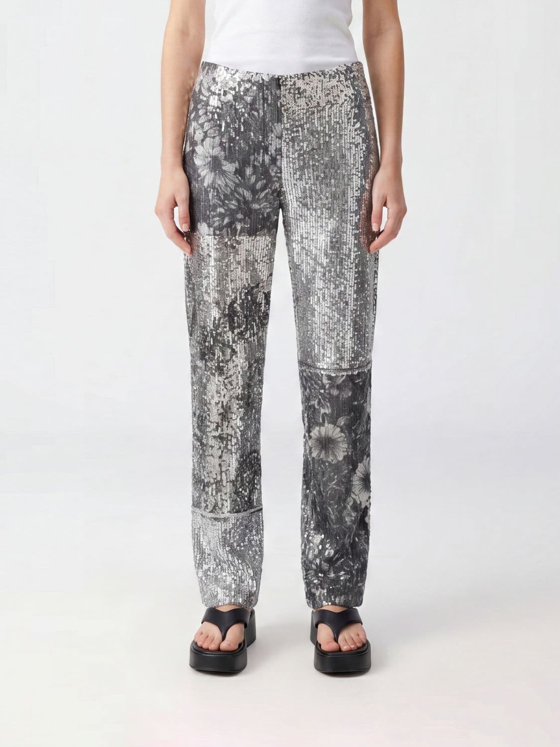 Maison Margiela Low-Rise Wide-Leg Trousers with Floral Sequins · 42