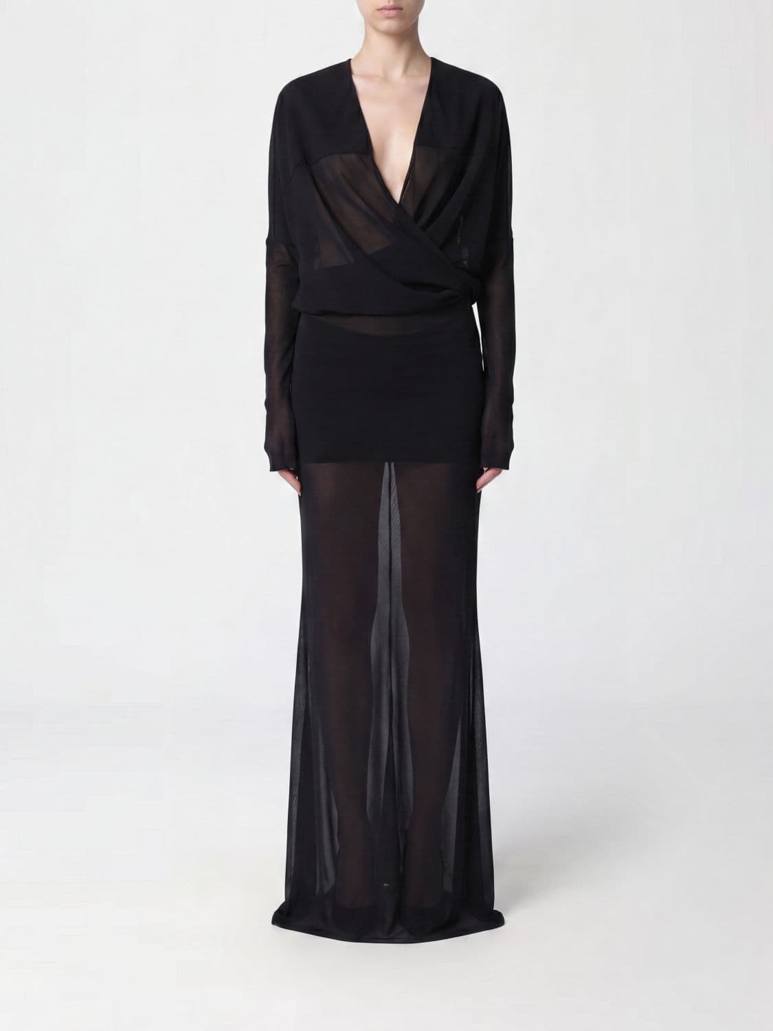 Entire Studios Long Slim Fit Wrap Evening Gown with Back Slit