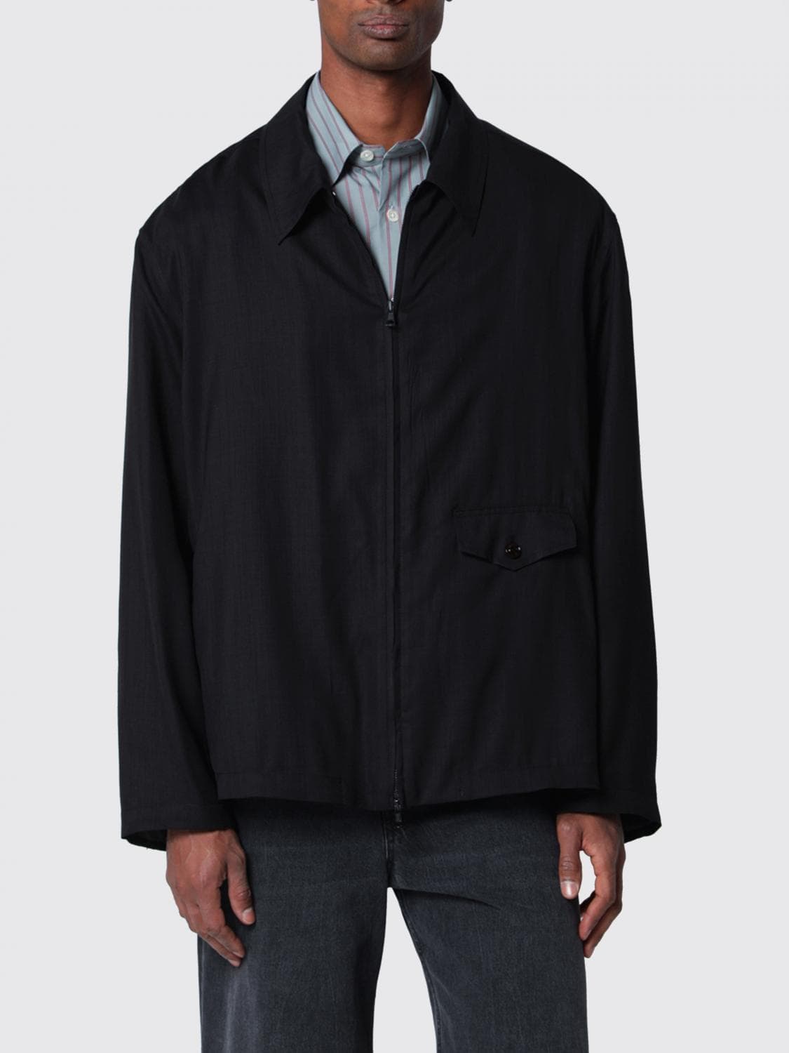 Our Legacy Relaxed Fit Nylon Shirt Jacket with Zip Closure