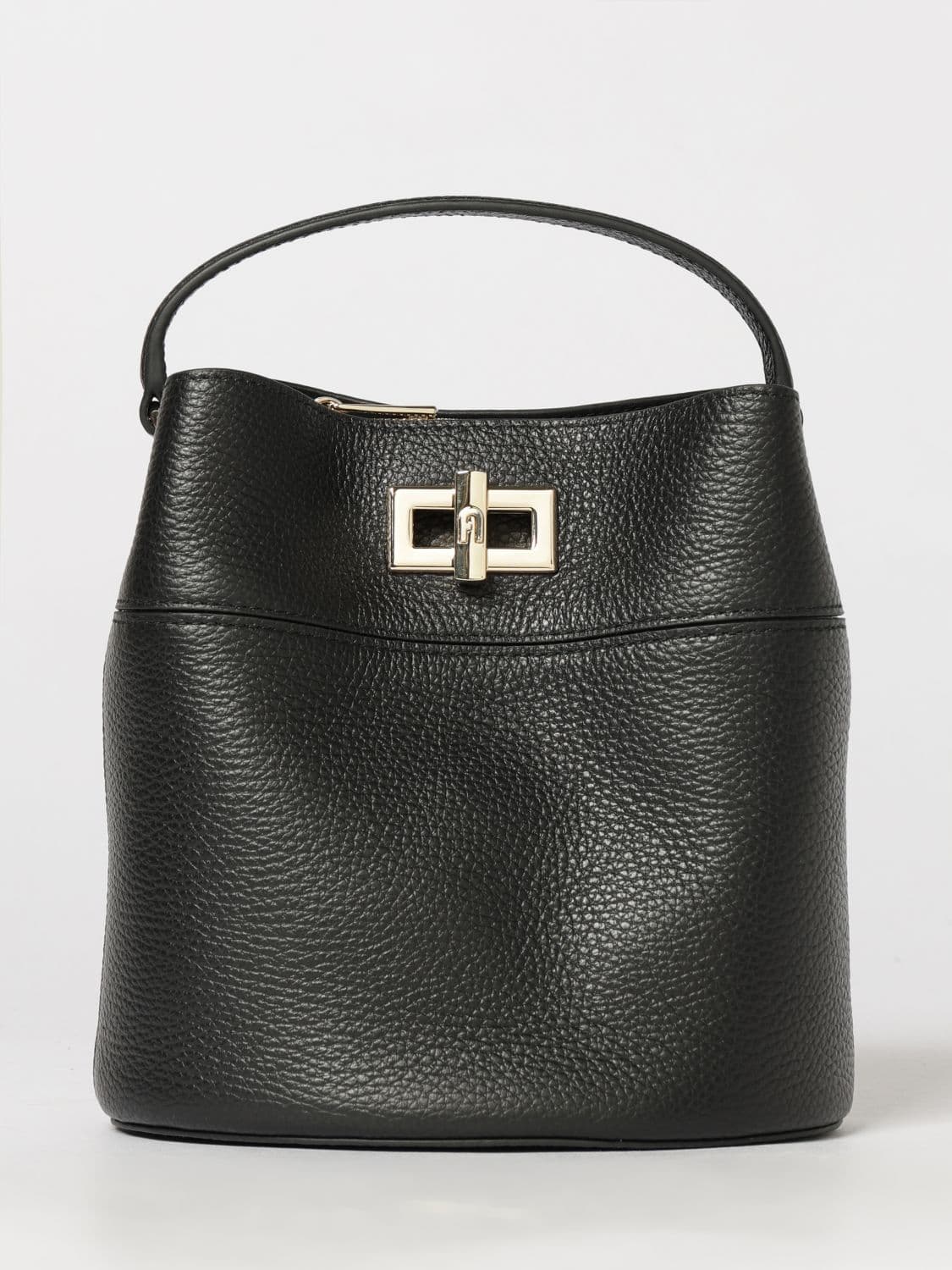 Furla Amelie Mini Leather Bucket Bag by with Turn-Lock Closure