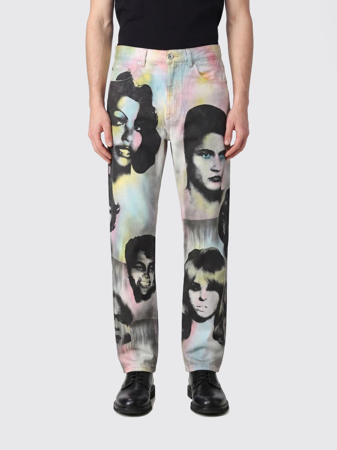 Versace Straight-Leg Cotton Denim Jeans with All-Over Graphic Print · 32
