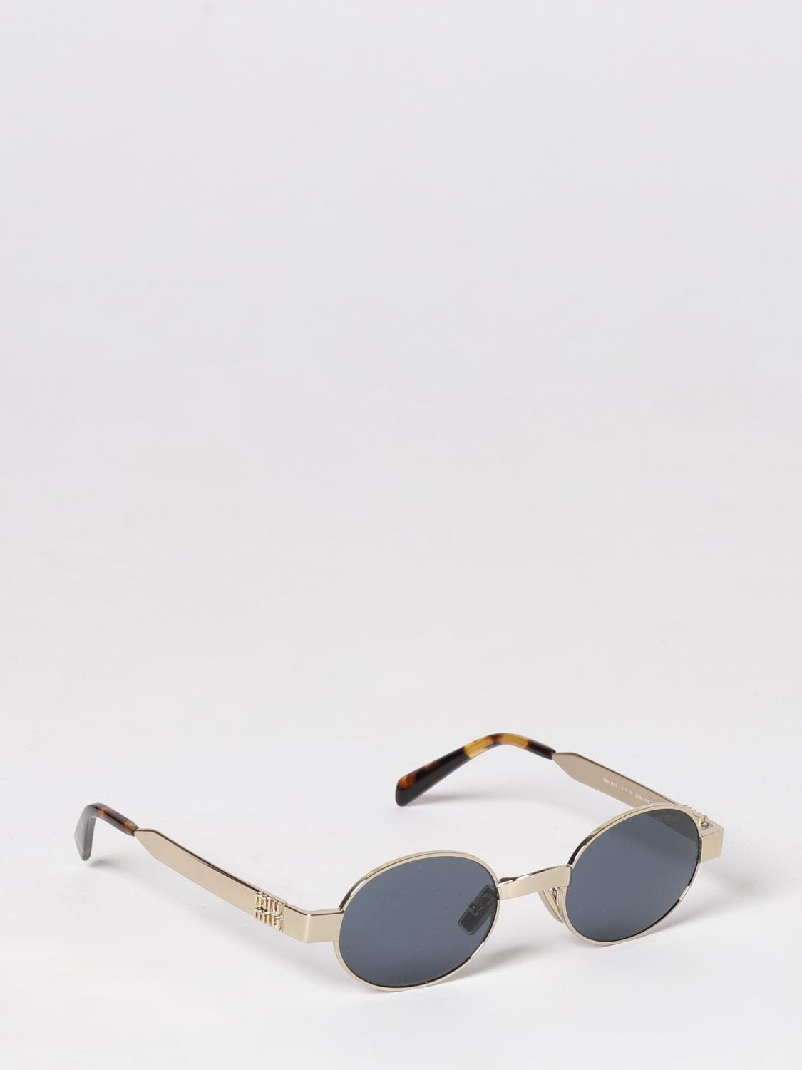 Miu Miu Rounded Metal Frame Sunglasses with Impressed Logo