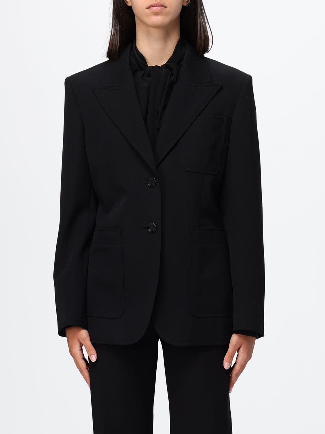 Chloé Single-Breasted Cropped Wool Blazer with Classic Lapels