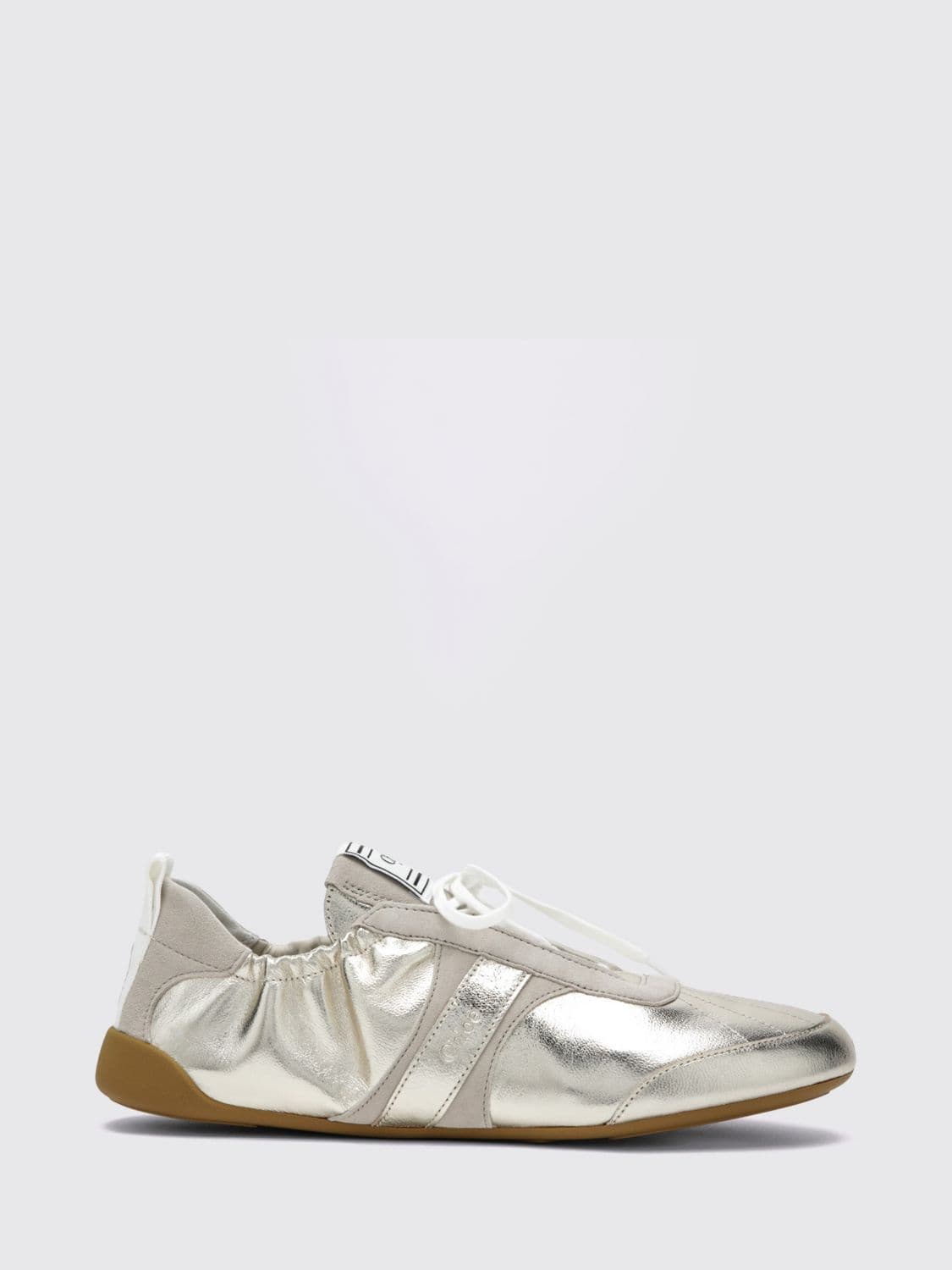 Chloé Kick Low-Top Sneakers in a Mix of Smooth, Suede, and Laminated Leather