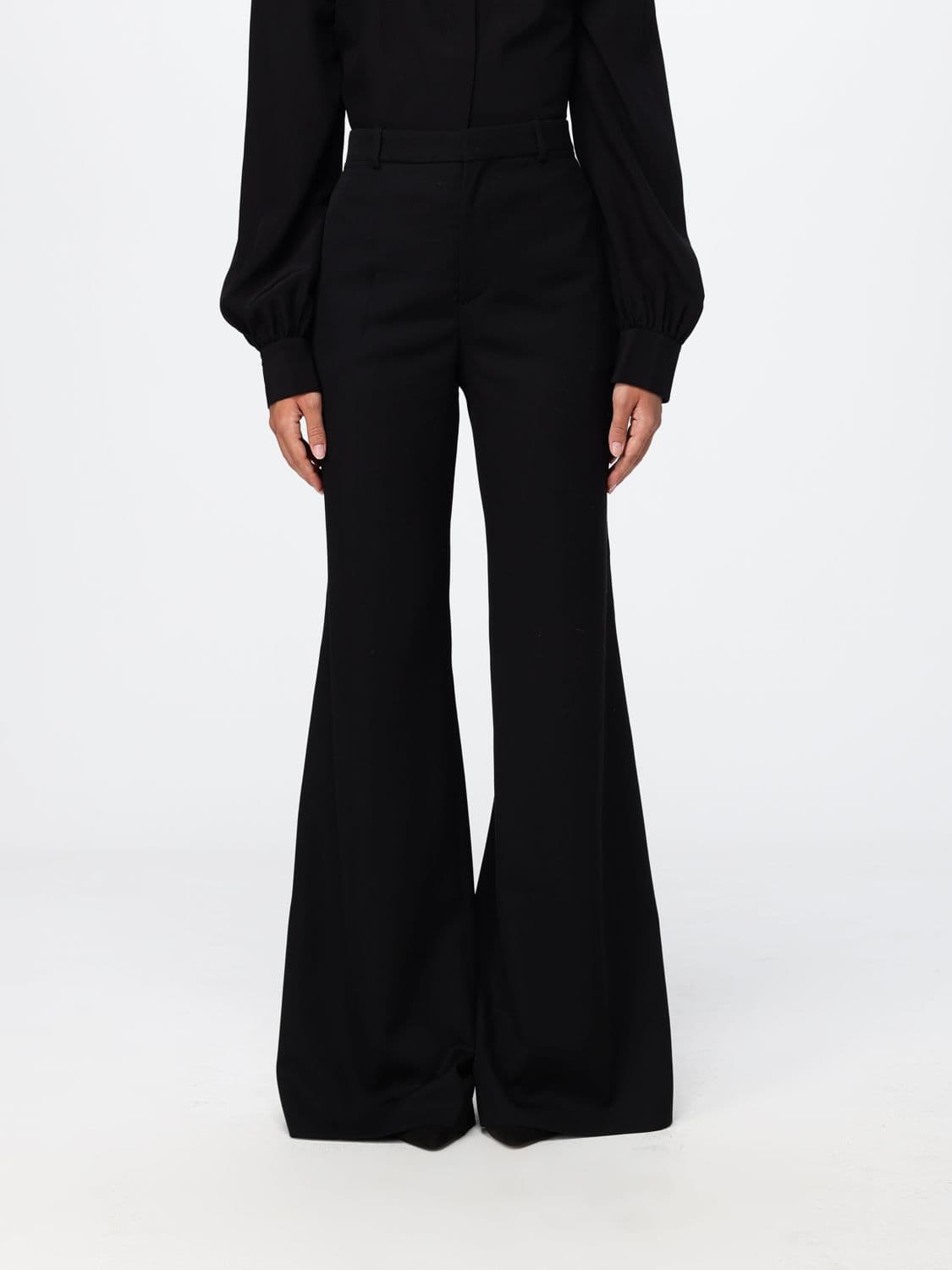 Chloé High-Waisted Flared Wool Trousers