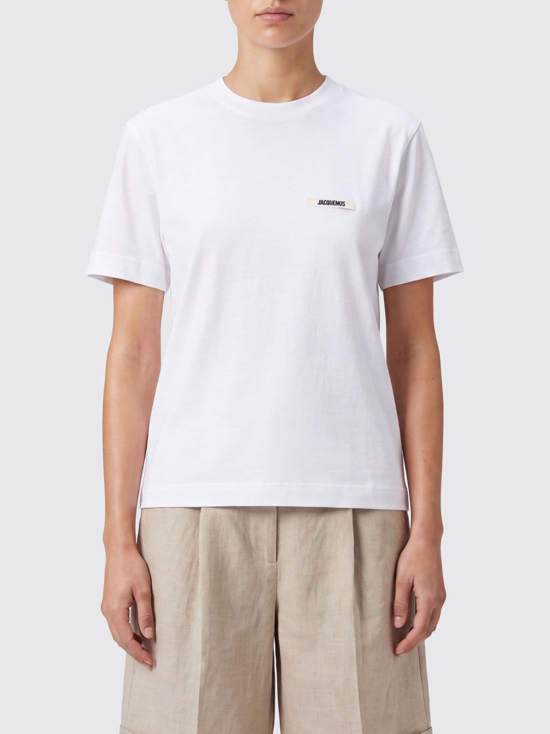 Jacquemus Short-Sleeve Stretch-Cotton Crewneck T-Shirt with Straight Hem