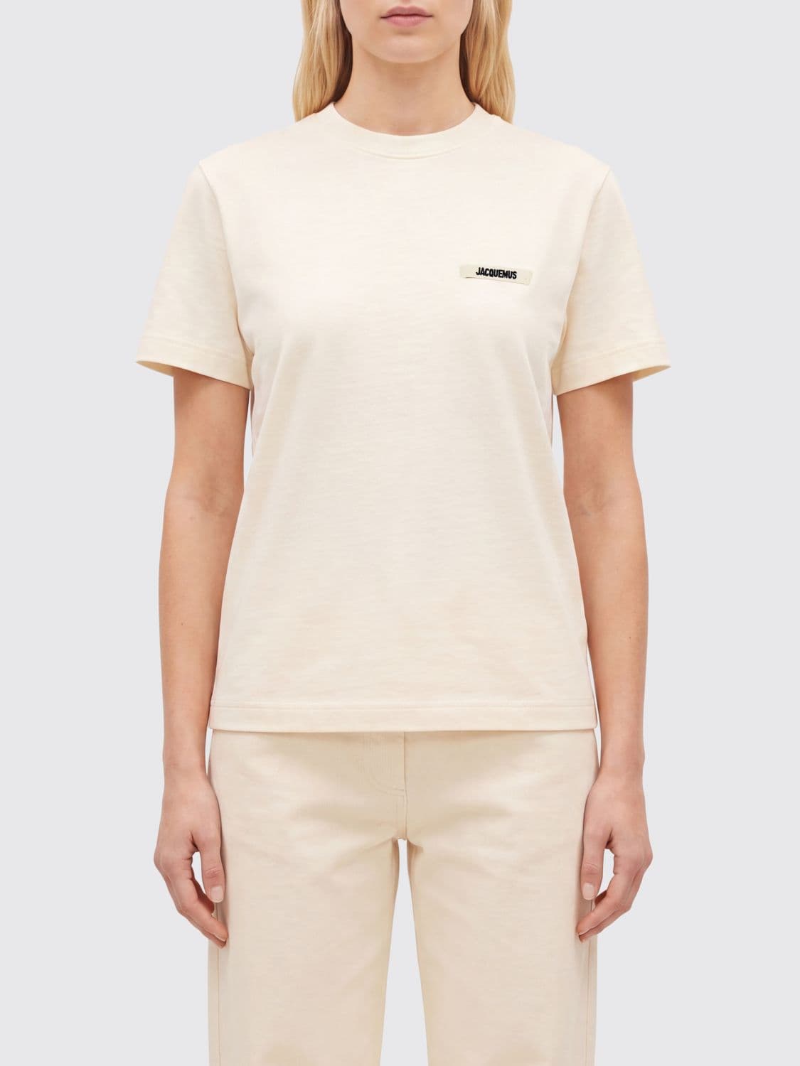 Jacquemus Short-Sleeve Stretch-Cotton Crewneck T-Shirt with Straight Hem