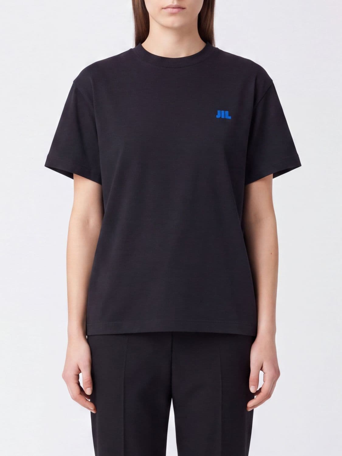 Jil Sander Cotton T-Shirt with Contrasting Embroidered Front Logo