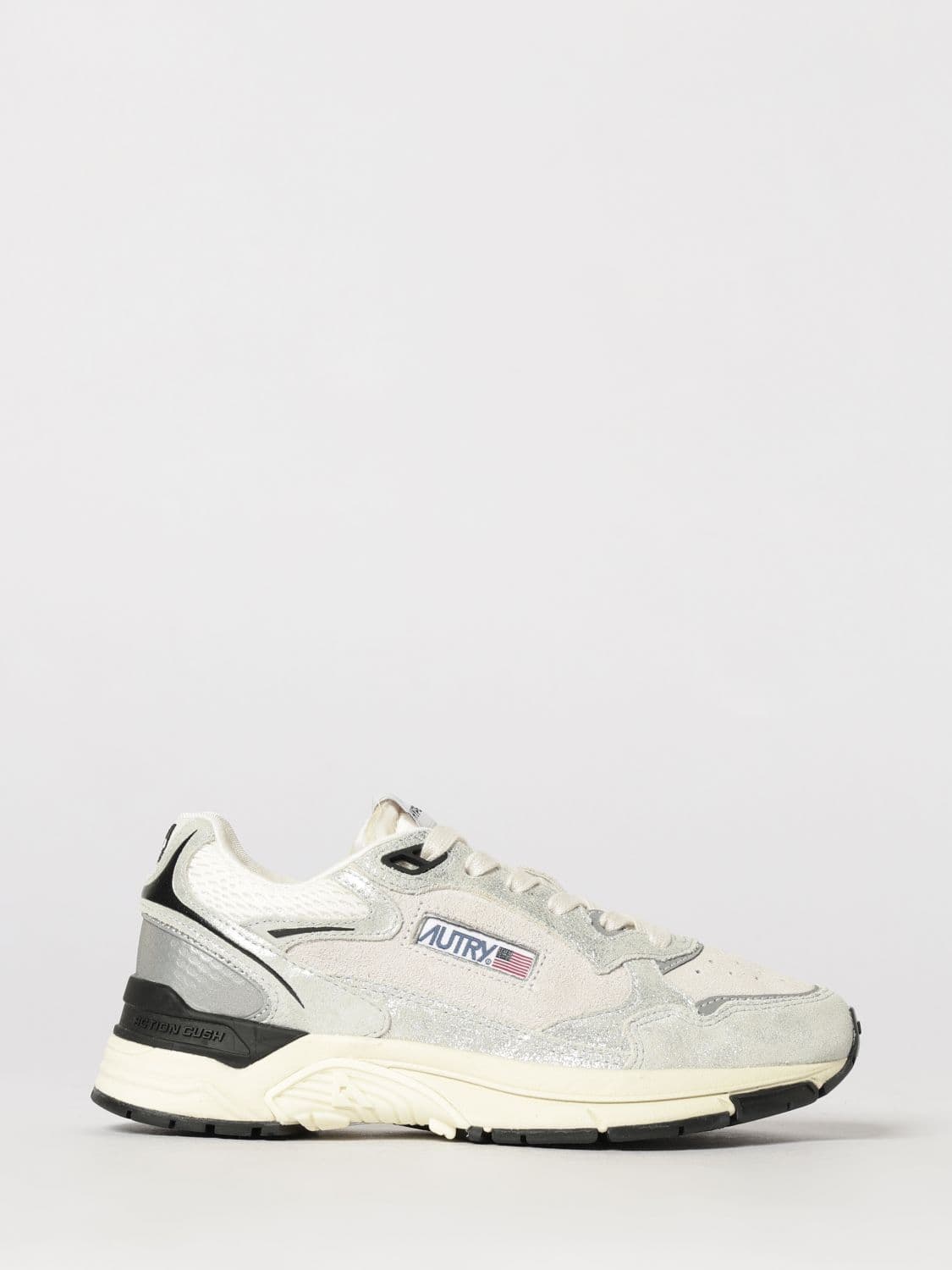 Autry Hyperway Two-Tone Leather and Mesh Sneakers with Cut-Out Logo