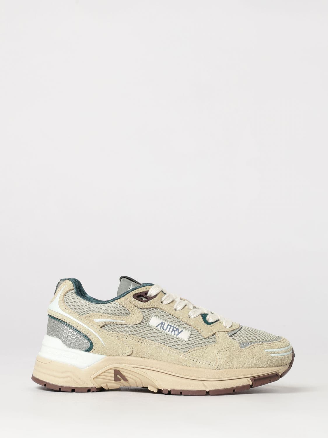 Autry Hyperway Two-Tone Leather and Mesh Sneakers with Cut-Out Logo