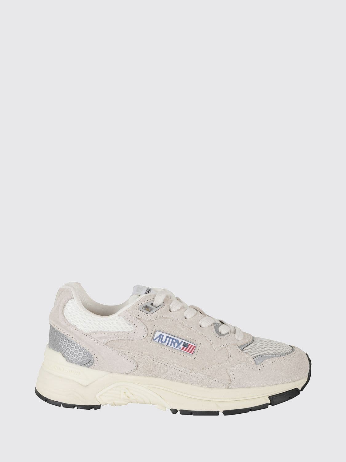 Autry Hyperway Two-Tone Leather and Mesh Sneakers with Cut-Out Logo