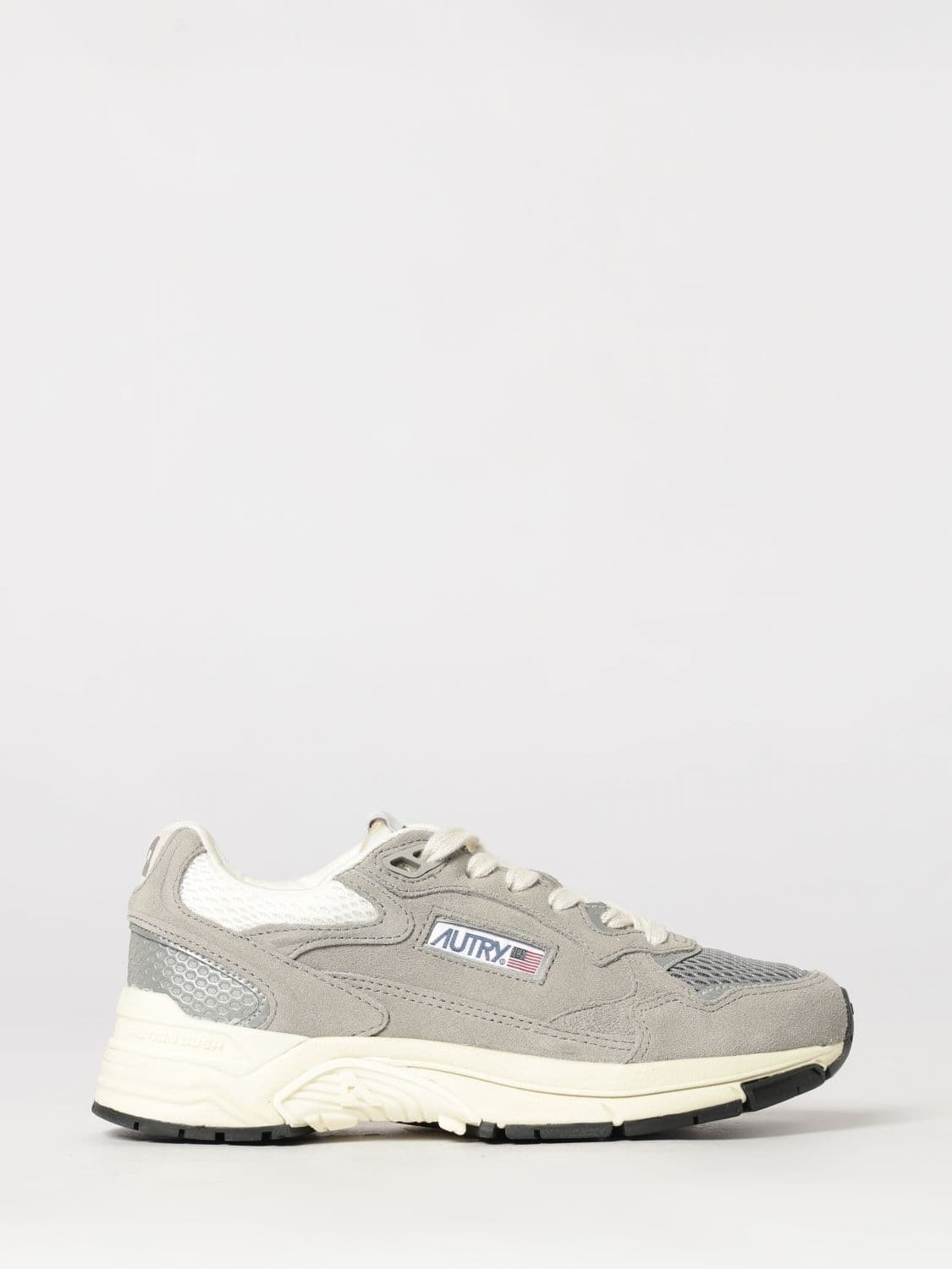 Autry Hyperway Two-Tone Leather and Mesh Sneakers with Cut-Out Logo