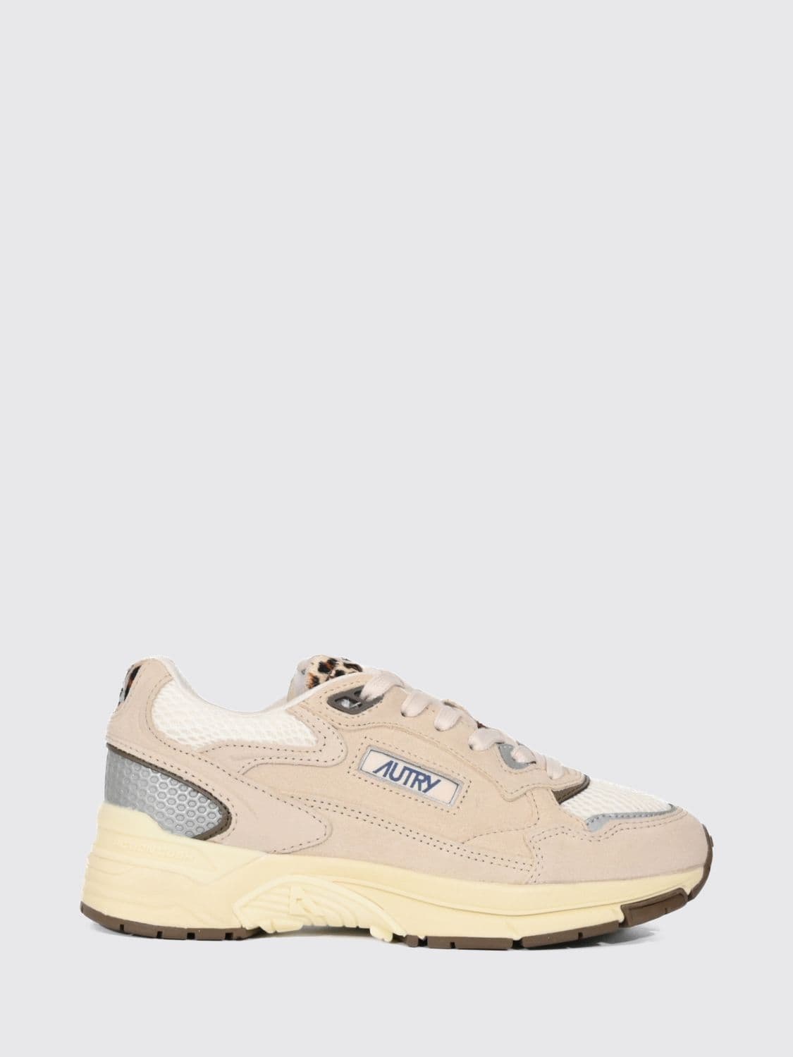 Autry Hyperway Two-Tone Leather and Mesh Sneakers with Cut-Out Logo