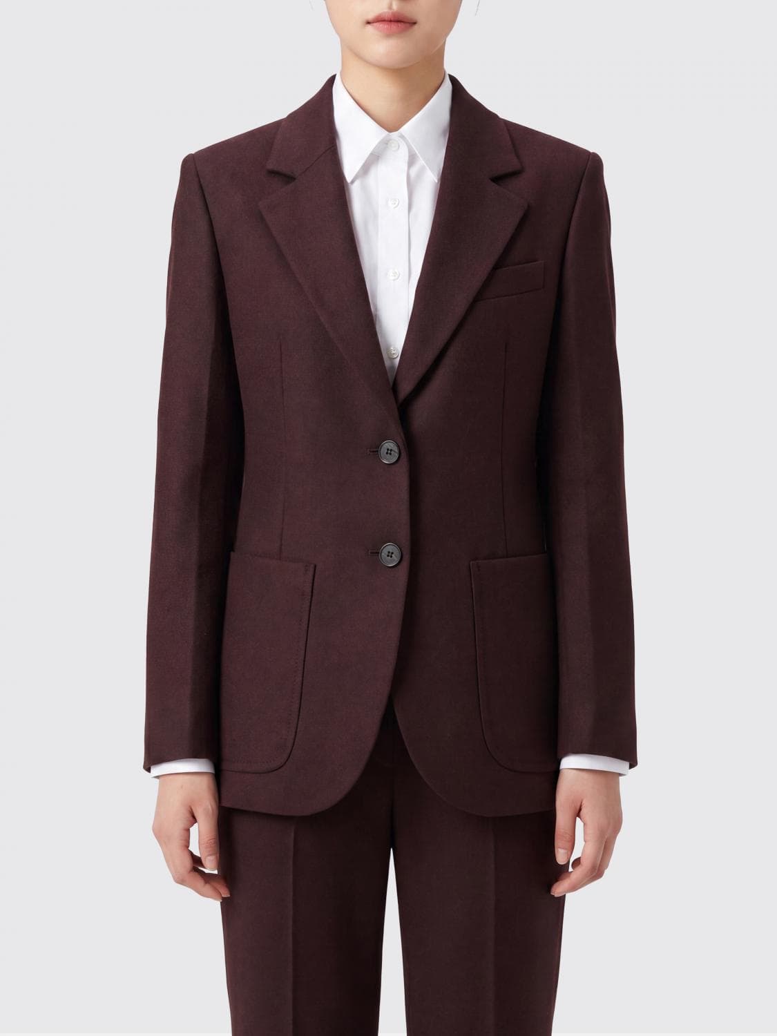 Victoria Victoria Beckham Single-Breasted 100% Wool Blazer with Lapel Collar