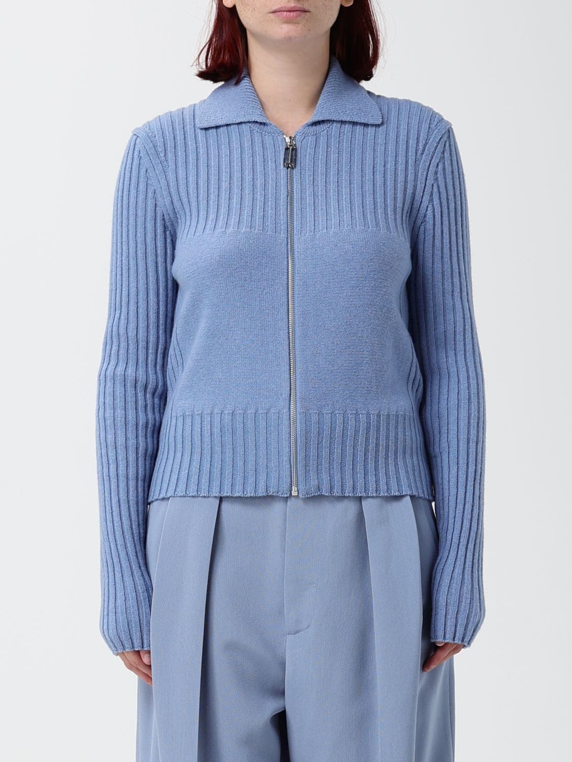 Victoria Victoria Beckham Ribbed Wool and Cashmere Cardigan with Zip