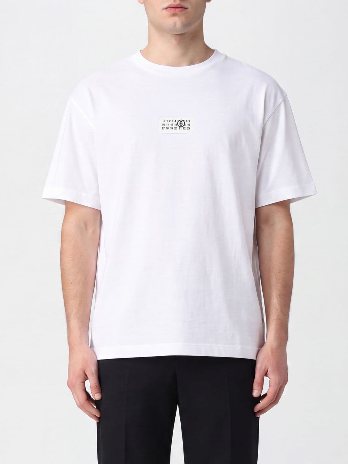 Mm6 Maison Margiela Cotton T-Shirt with Contrast Logo and Dropped Shoulders