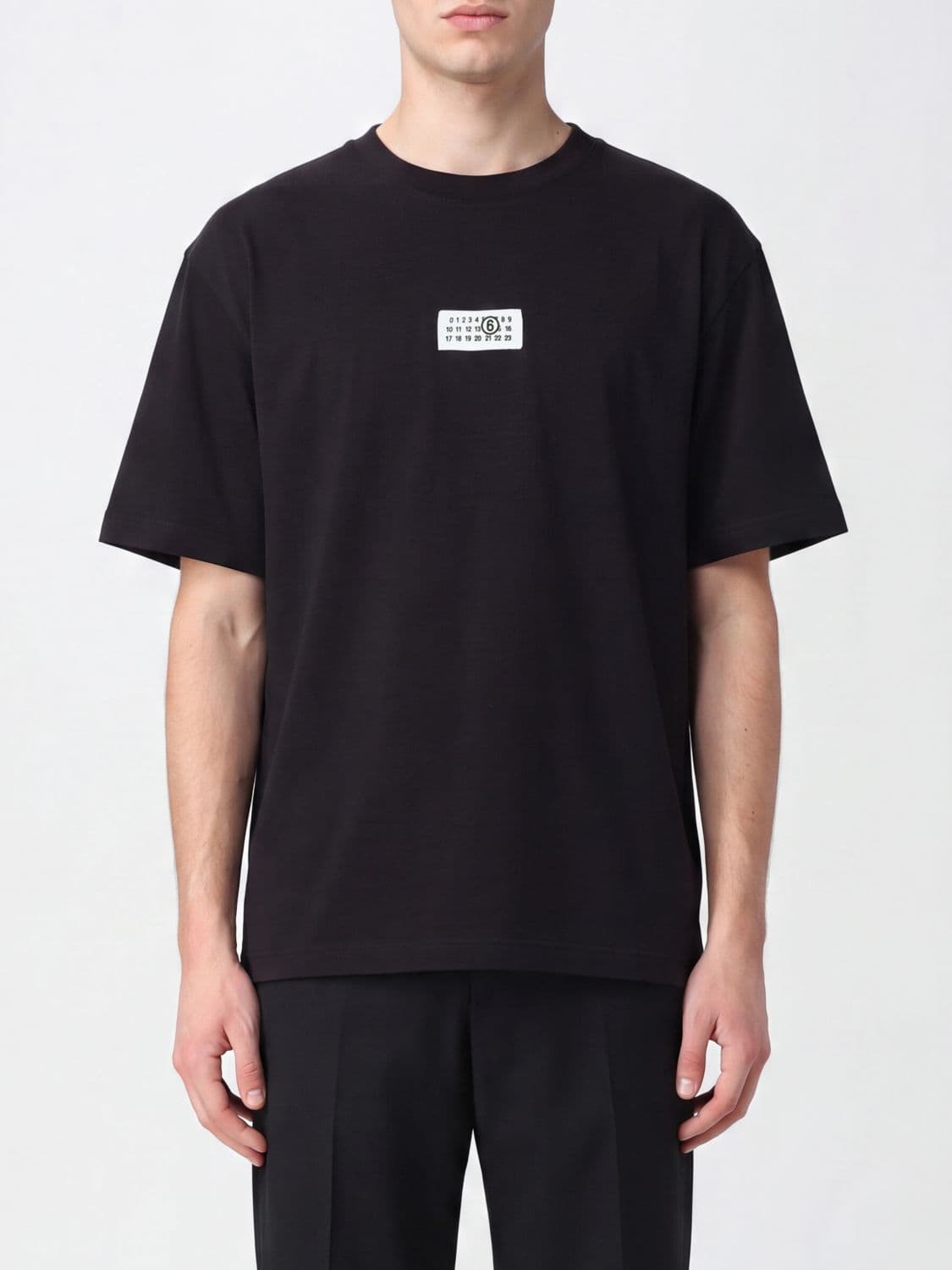 Mm6 Maison Margiela Cotton T-Shirt with Contrast Logo and Dropped Shoulders